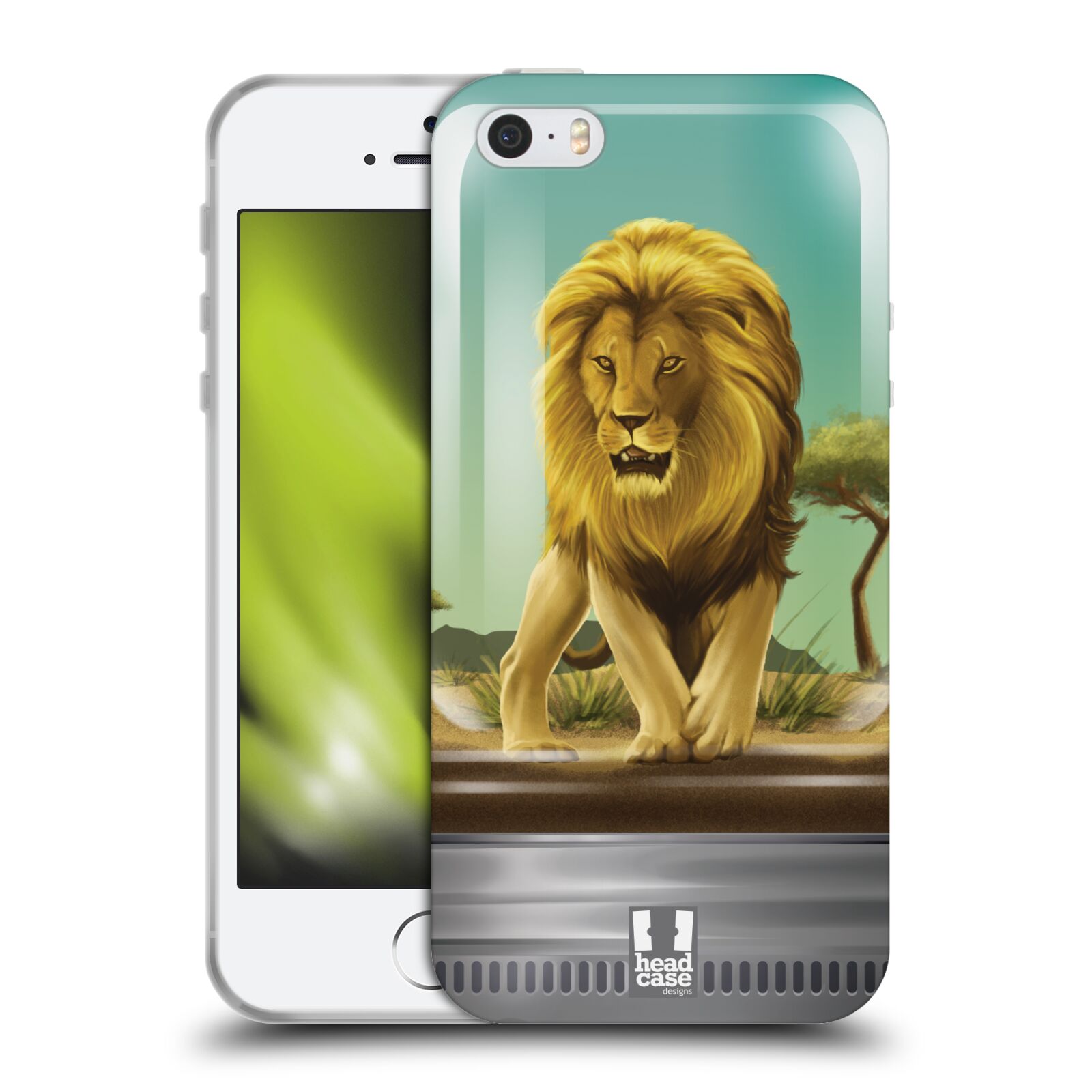 HEAD CASE silikonový obal na mobil Apple Iphone 5/5S vzor Zvířátka v těžítku lev