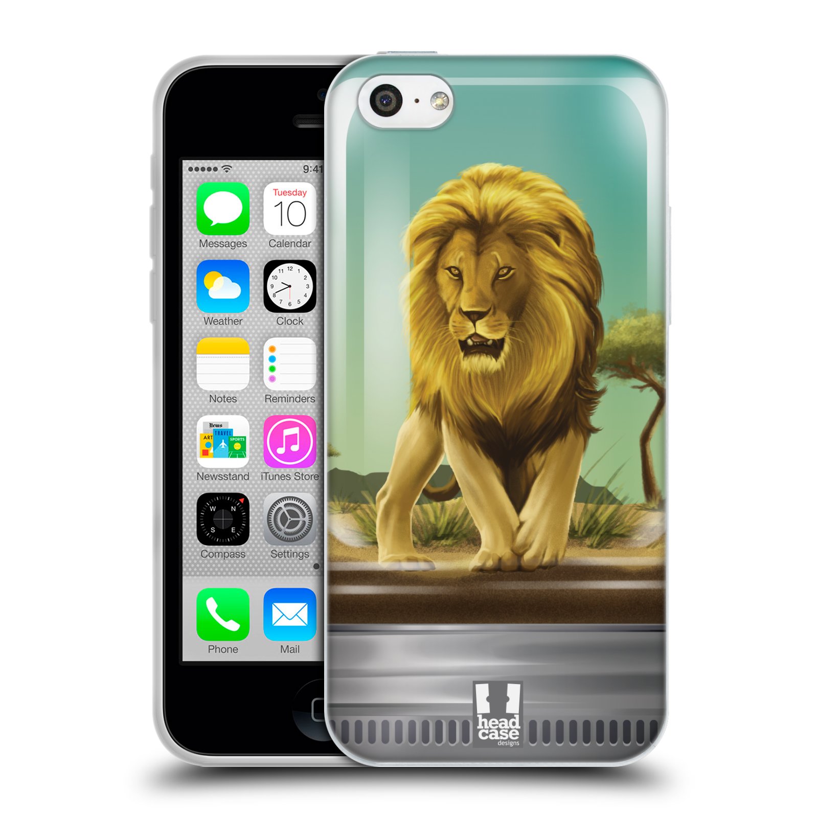 HEAD CASE silikonový obal na mobil Apple Iphone 5C vzor Zvířátka v těžítku lev