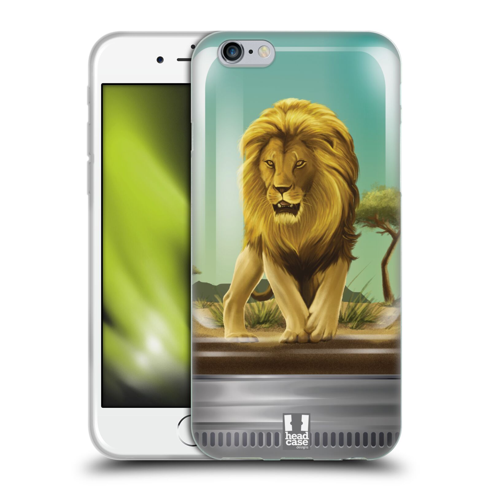 HEAD CASE silikonový obal na mobil Apple Iphone 6/6S vzor Zvířátka v těžítku lev