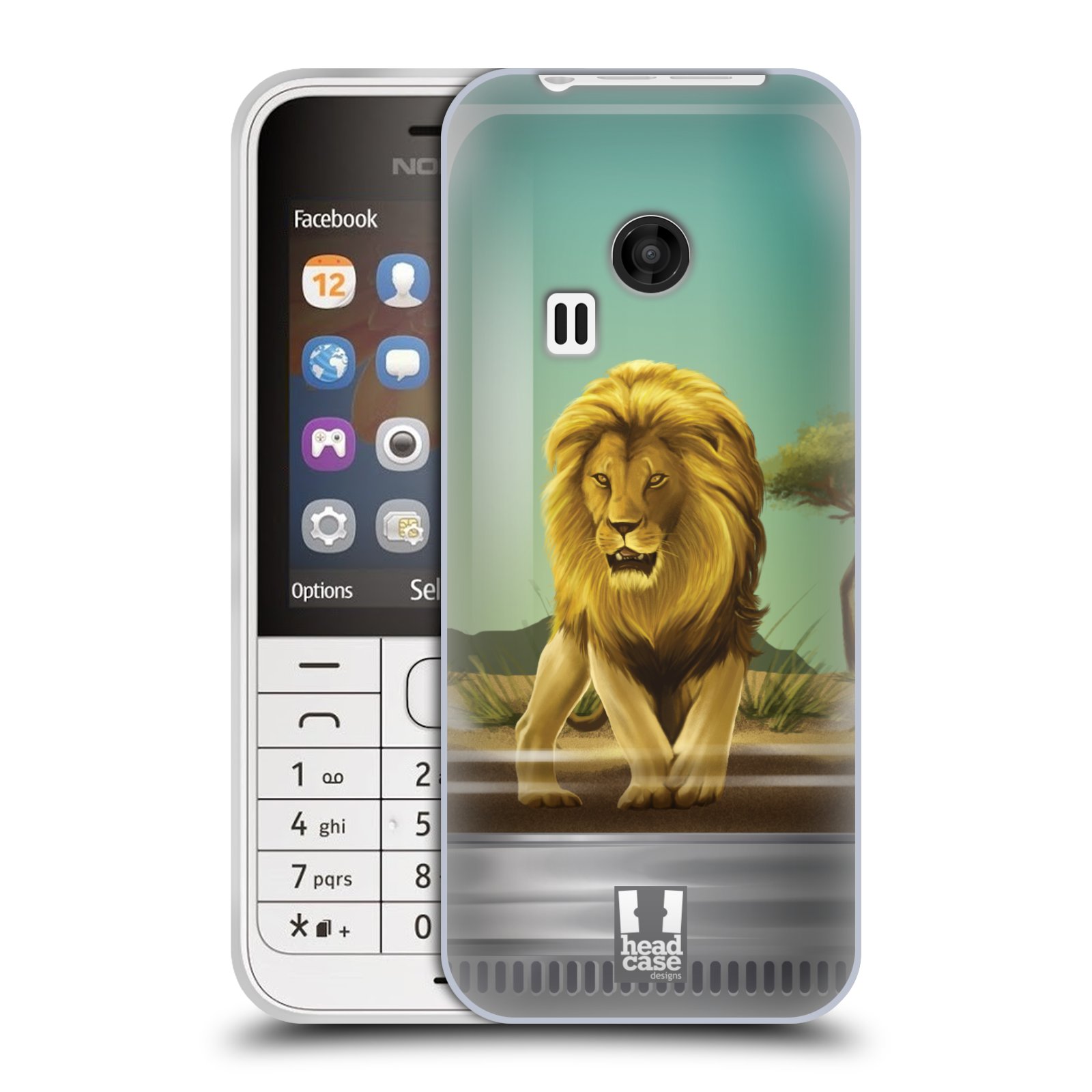 HEAD CASE silikonový obal na mobil NOKIA 220 / NOKIA 220 DUAL SIM vzor Zvířátka v těžítku lev