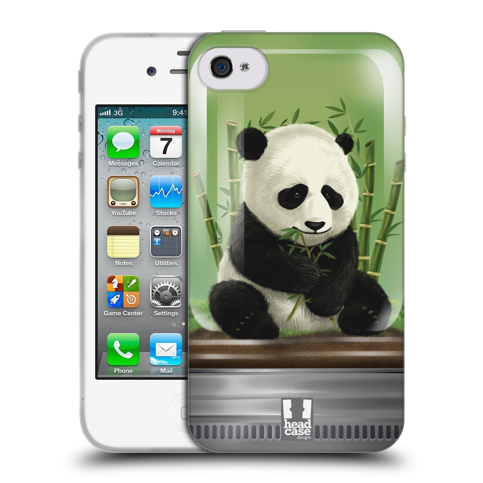 HEAD CASE silikonový obal na mobil Apple Iphone 4/4S vzor Zvířátka v těžítku panda
