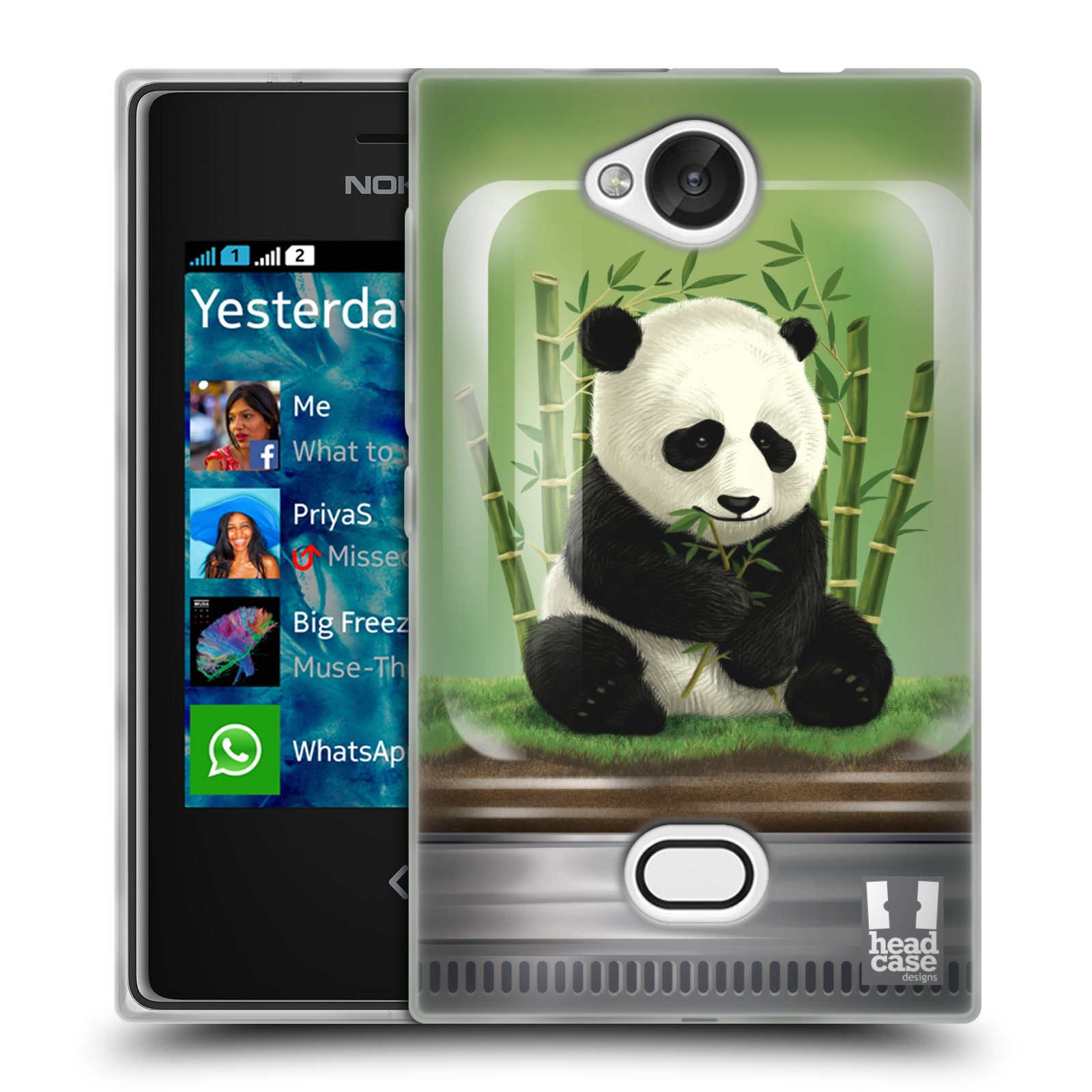 HEAD CASE silikonový obal na mobil NOKIA Asha 503 vzor Zvířátka v těžítku panda