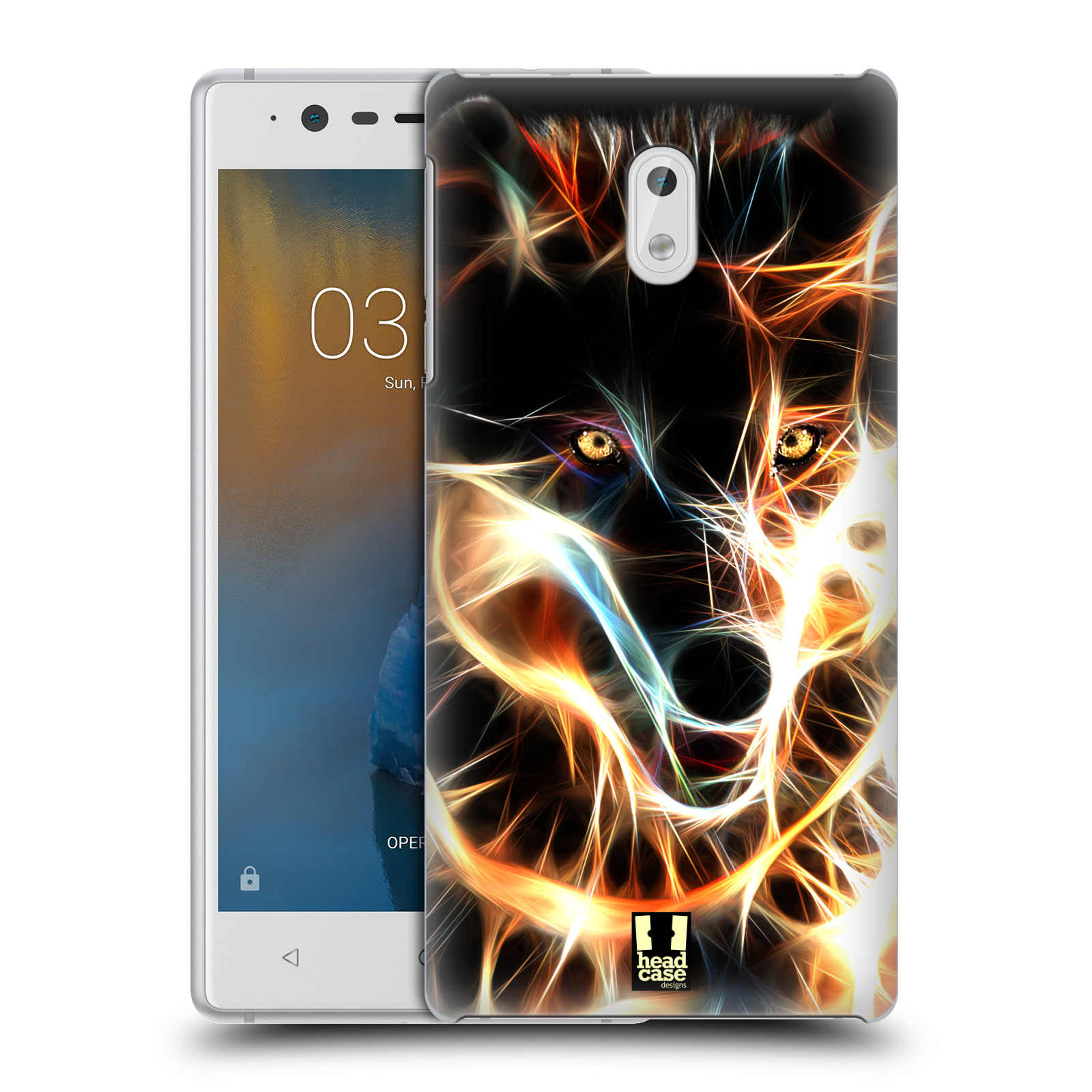 Pouzdro na mobil Nokia 3 - HEAD CASE - Ohnivý vlk