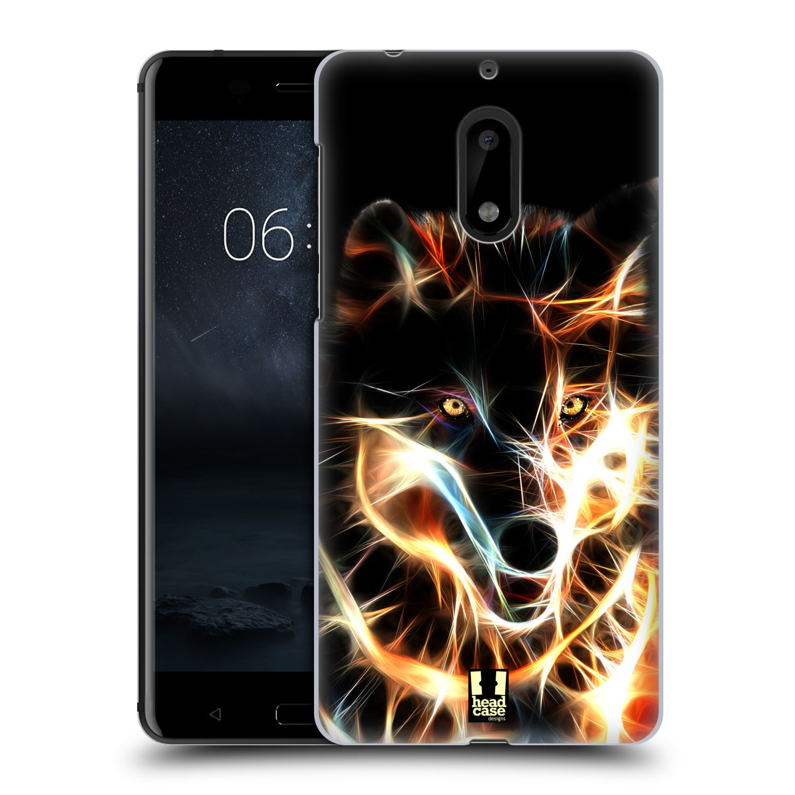 Pouzdro na mobil Nokia 6 - HEAD CASE - Ohnivý vlk