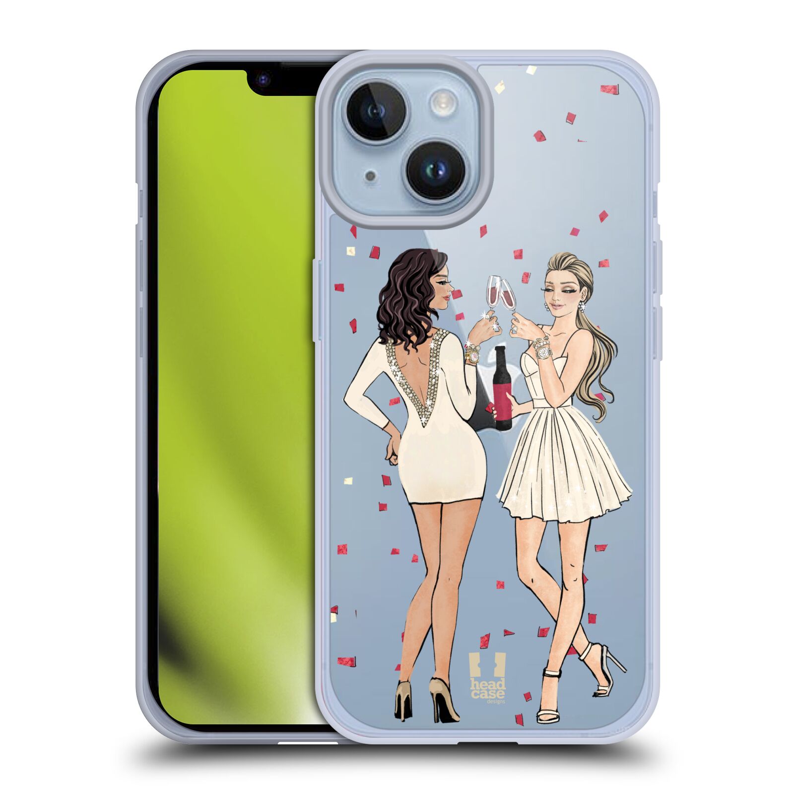Silikonový obal na mobil Apple iPhone 14 - HEAD CASE - 2 Děvčata a šampaňské