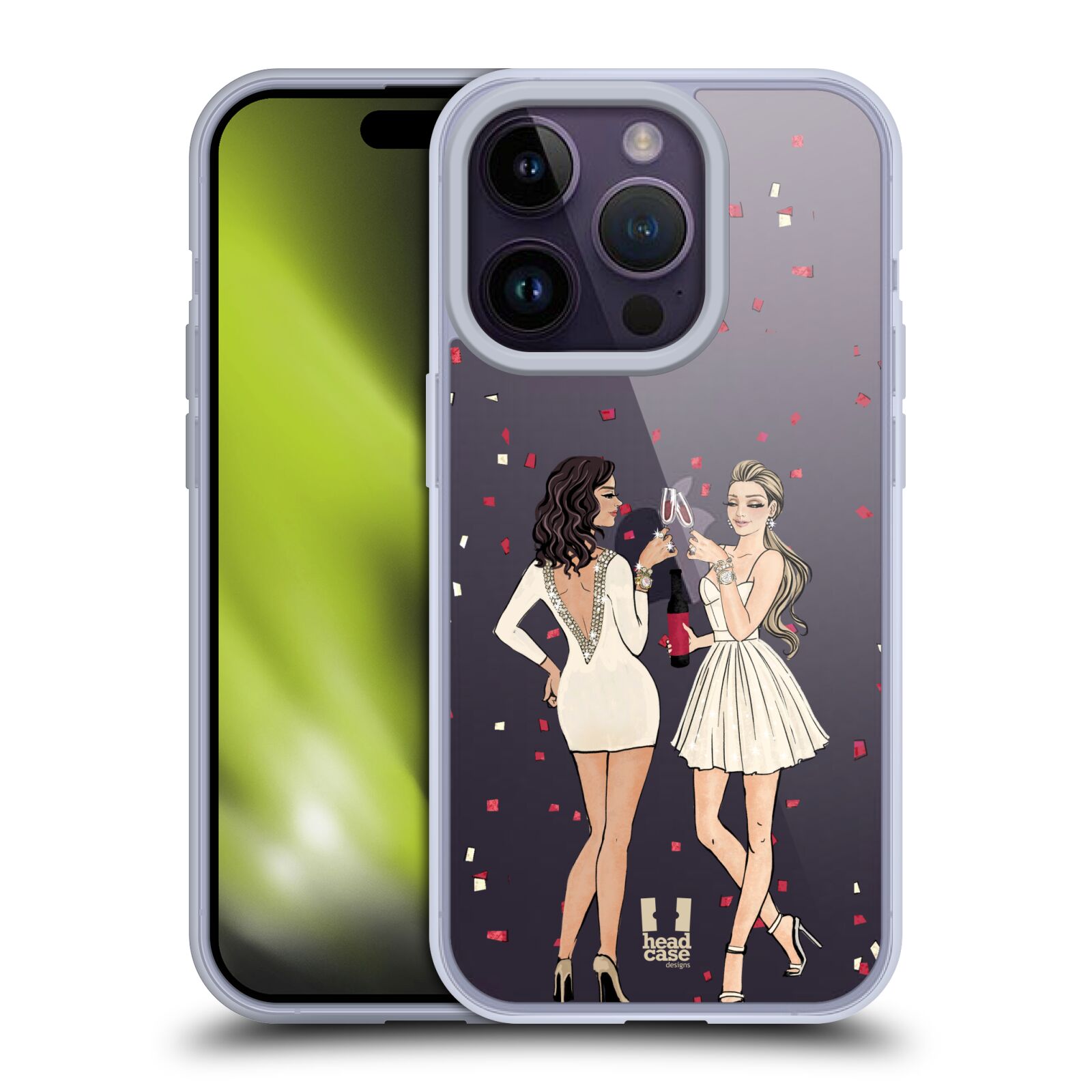 Silikonový obal na mobil Apple iPhone 14 PRO - HEAD CASE - 2 Děvčata a šampaňské