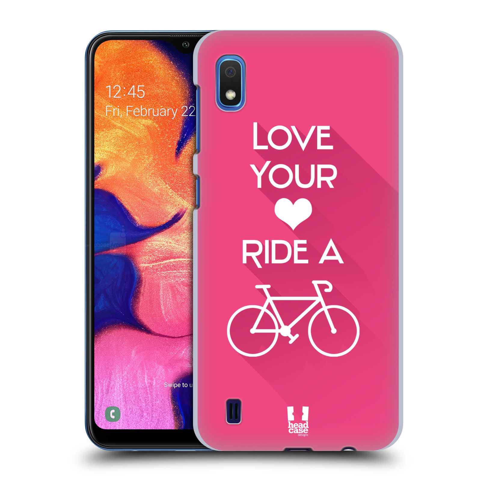 Pouzdro na mobil Samsung Galaxy A10 - HEAD CASE - Cyklista růžové pozadí kolo sport