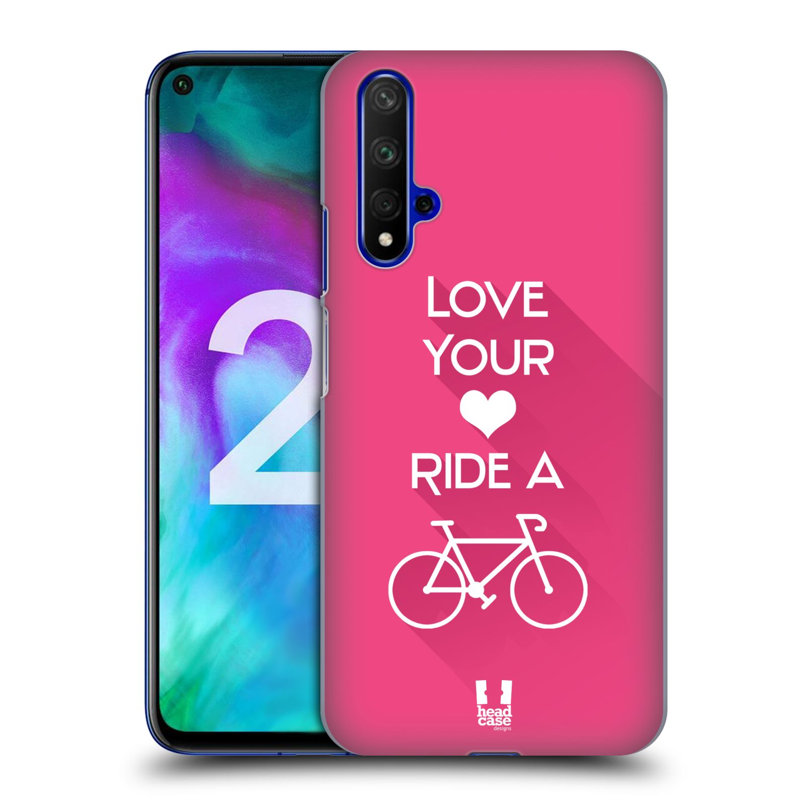 Pouzdro na mobil Honor 20 - HEAD CASE - Cyklista růžové pozadí kolo sport