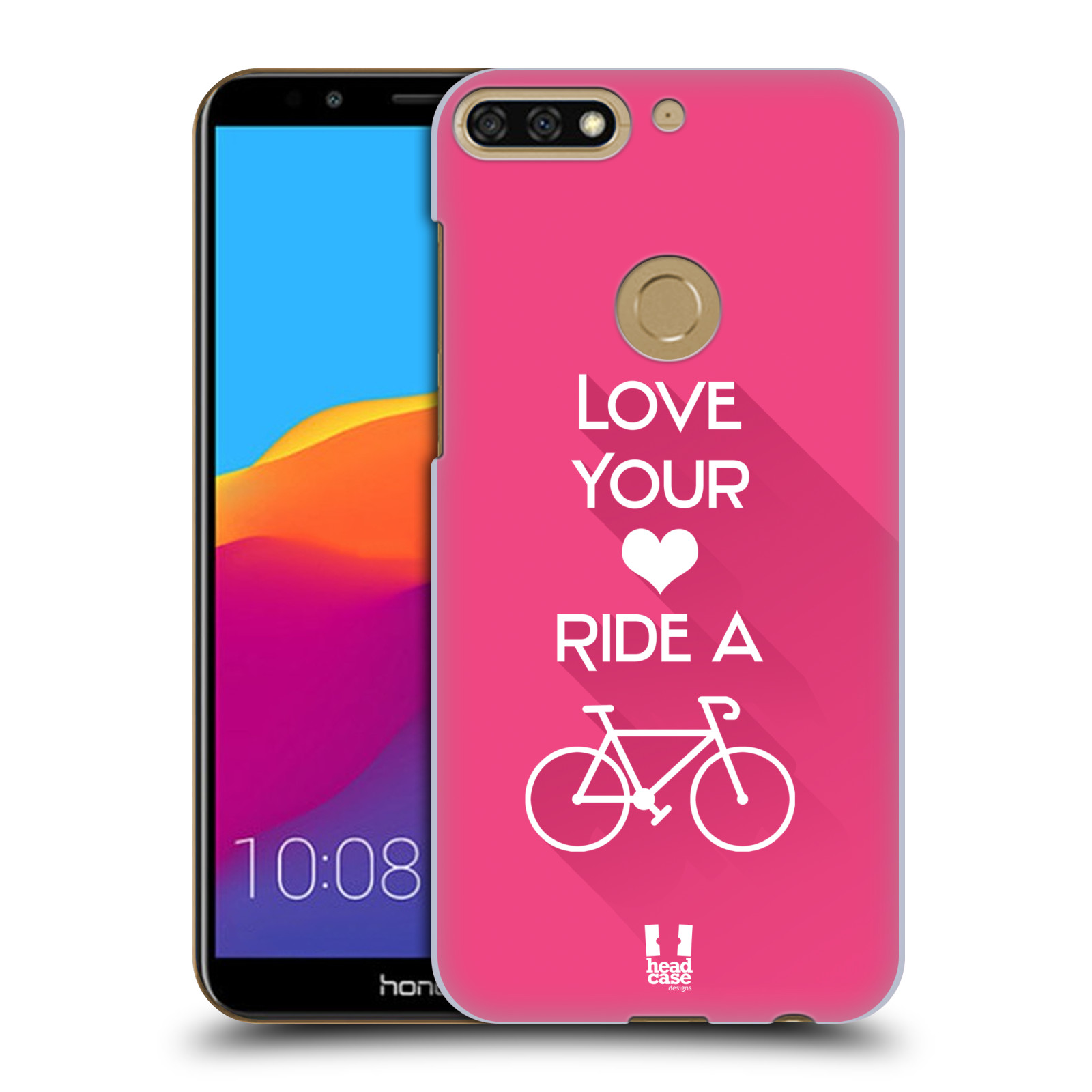 HEAD CASE plastový obal na mobil Honor 7c Cyklista růžové pozadí kolo sport