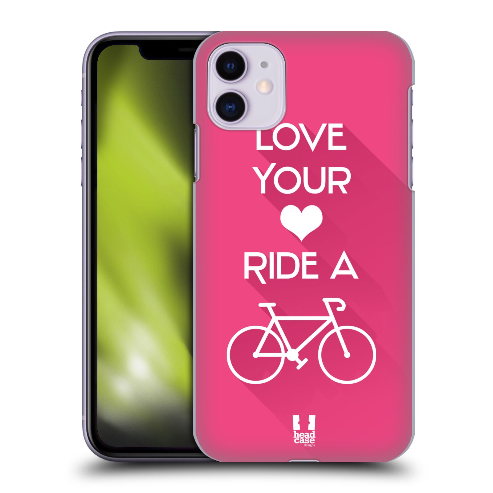 Pouzdro na mobil Apple Iphone 11 - HEAD CASE - Cyklista růžové pozadí kolo sport