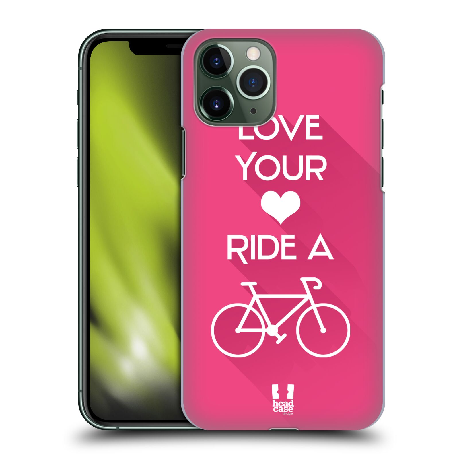Pouzdro na mobil Apple Iphone 11 PRO - HEAD CASE - Cyklista růžové pozadí kolo sport