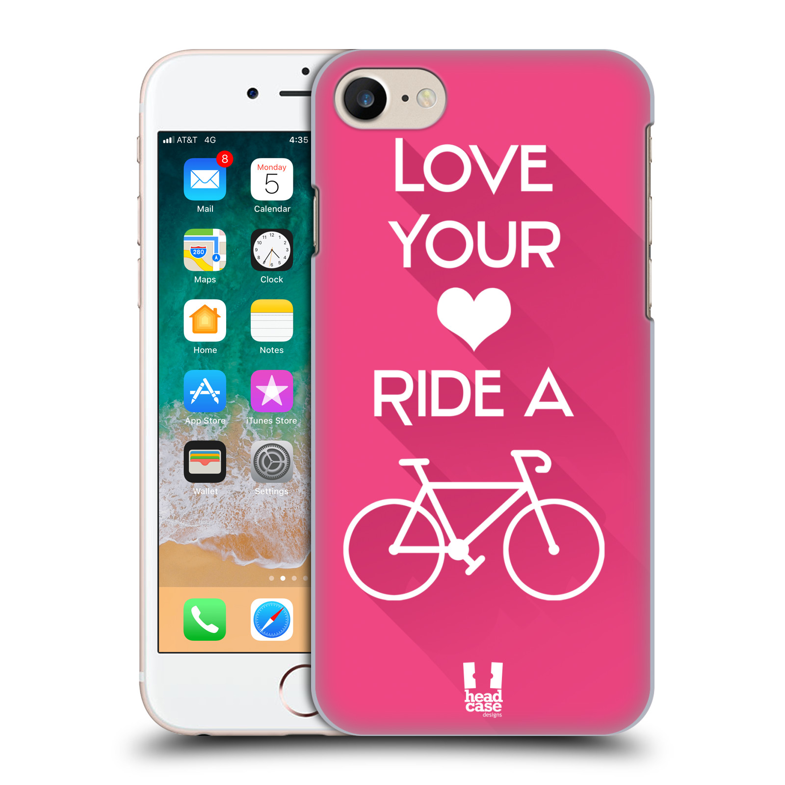 Plastové pouzdro pro mobil Apple Iphone 7/8/SE 2020 Cyklista růžové pozadí kolo sport