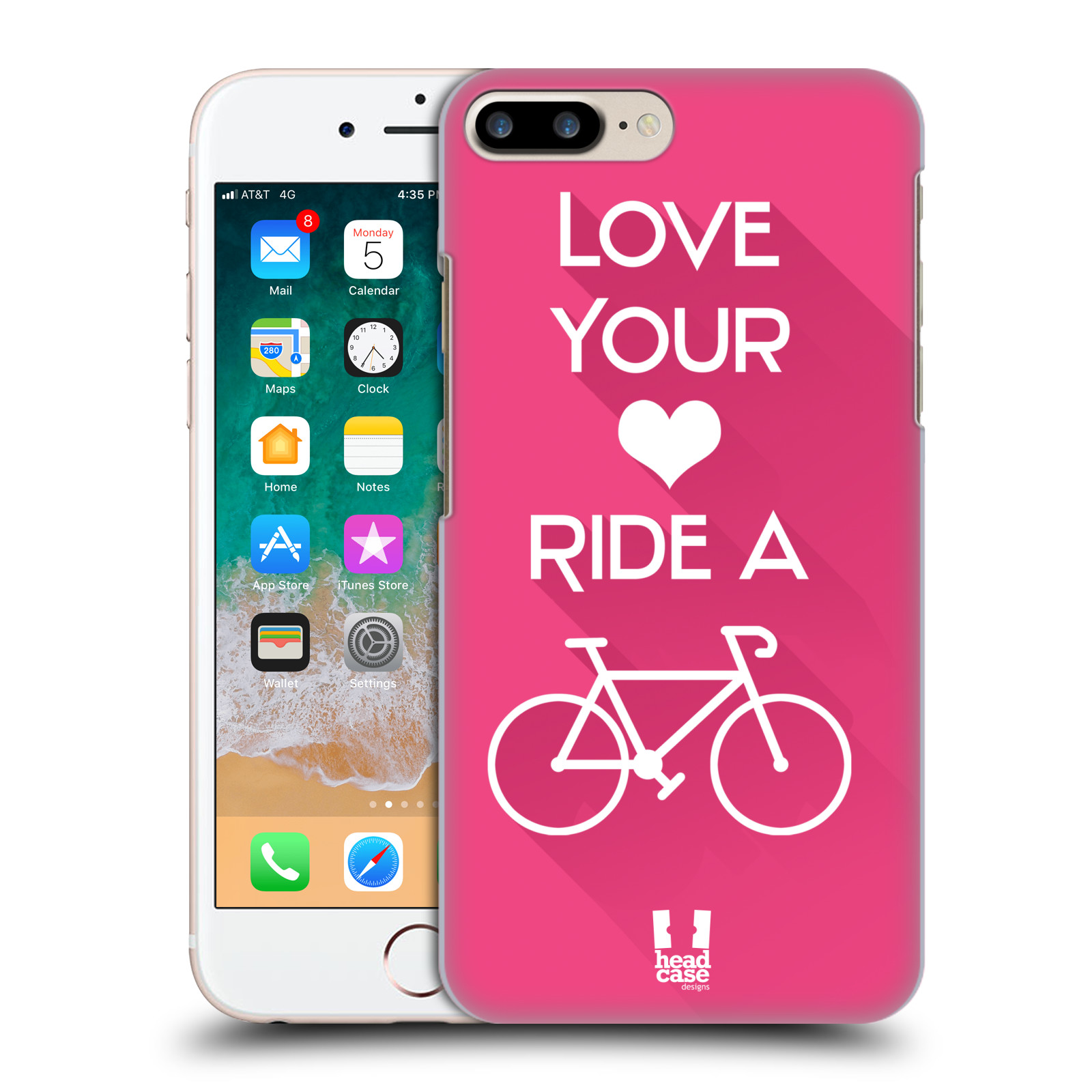 Plastové pouzdro pro mobil Apple Iphone 8 PLUS Cyklista růžové pozadí kolo sport