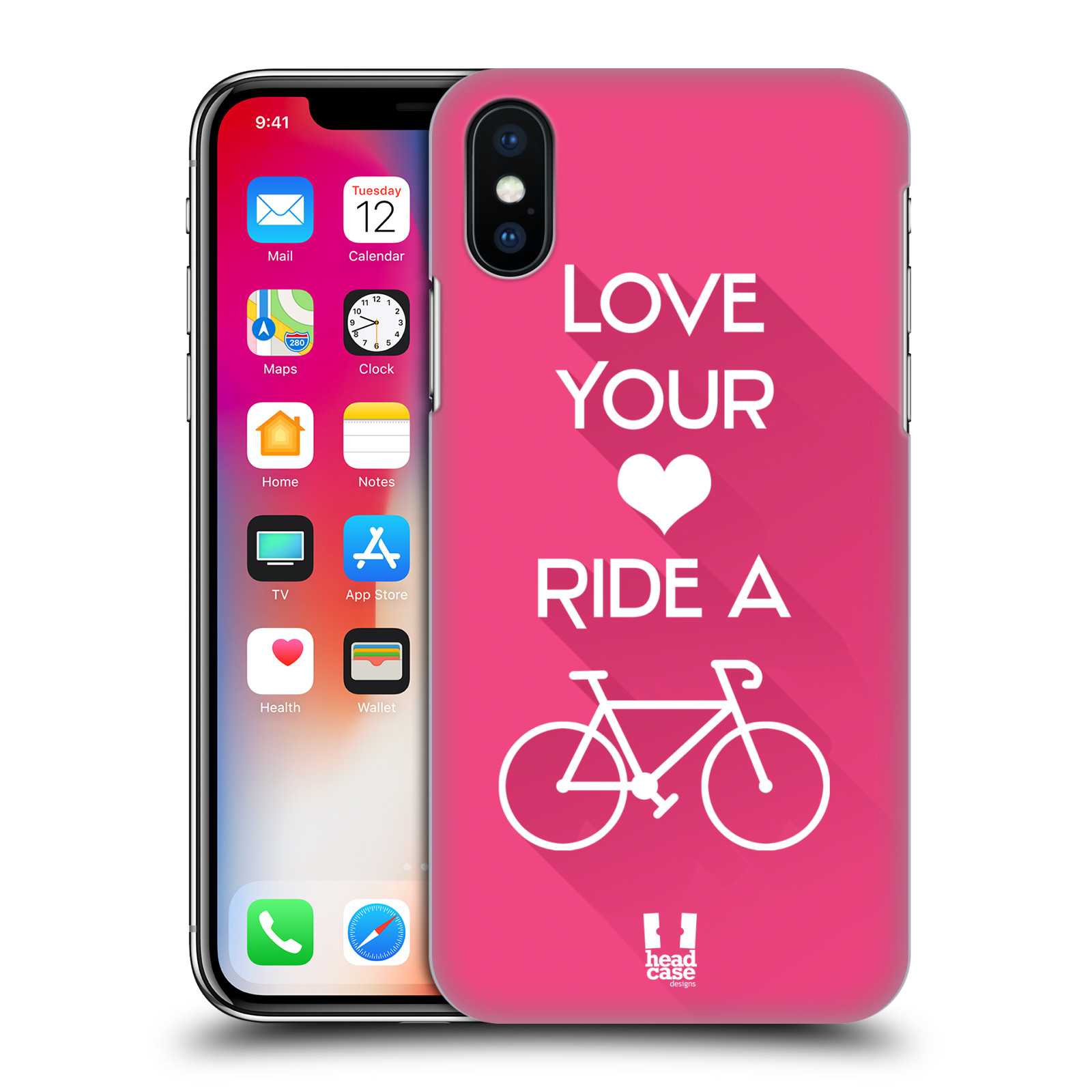 HEAD CASE plastový obal na mobil Apple Iphone X / XS Cyklista růžové pozadí kolo sport