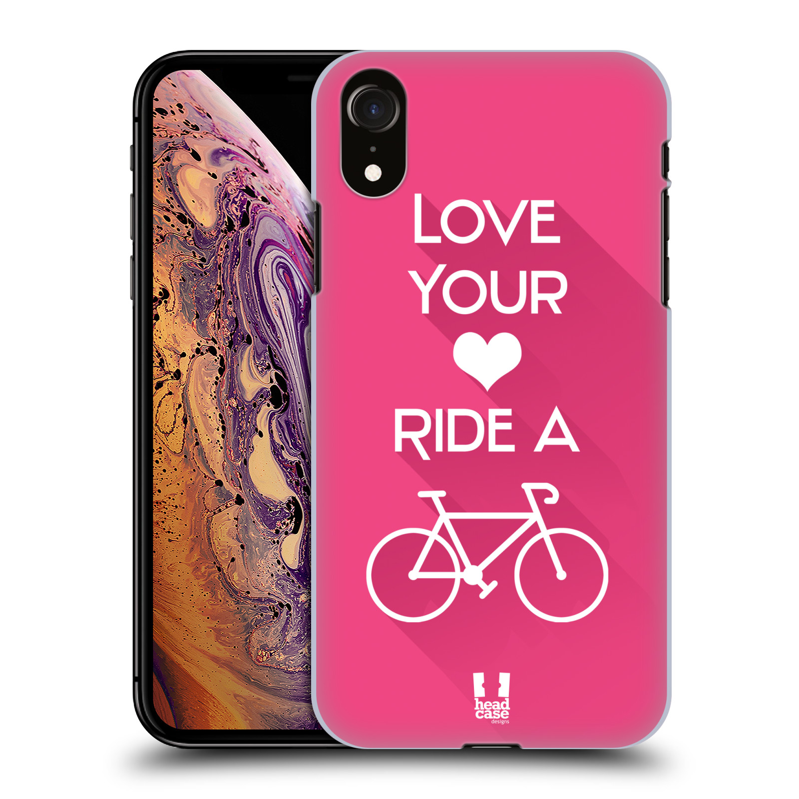 HEAD CASE plastový obal na mobil Apple Iphone XR Cyklista růžové pozadí kolo sport