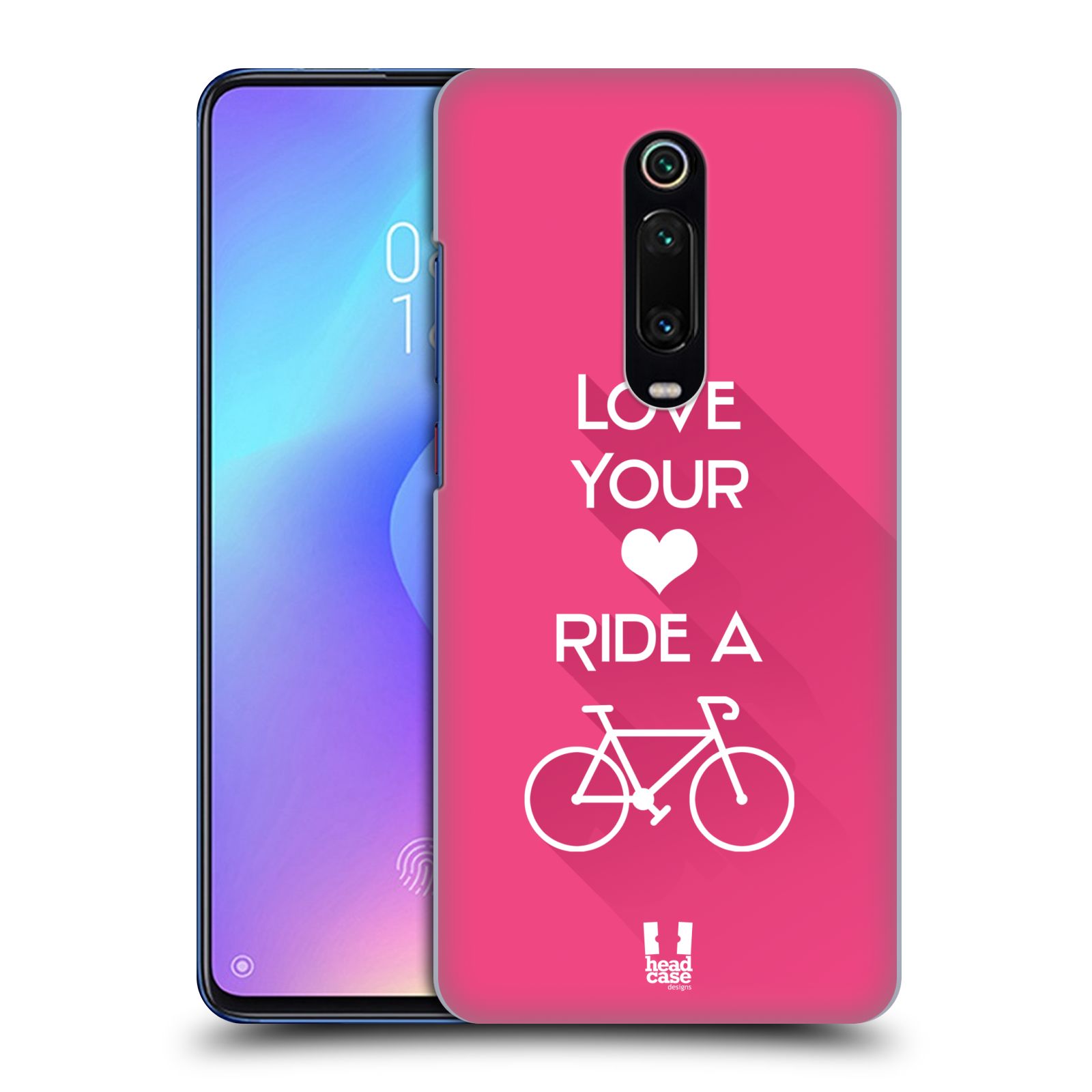 Pouzdro na mobil Xiaomi Mi 9T PRO - HEAD CASE - Cyklista růžové pozadí kolo sport