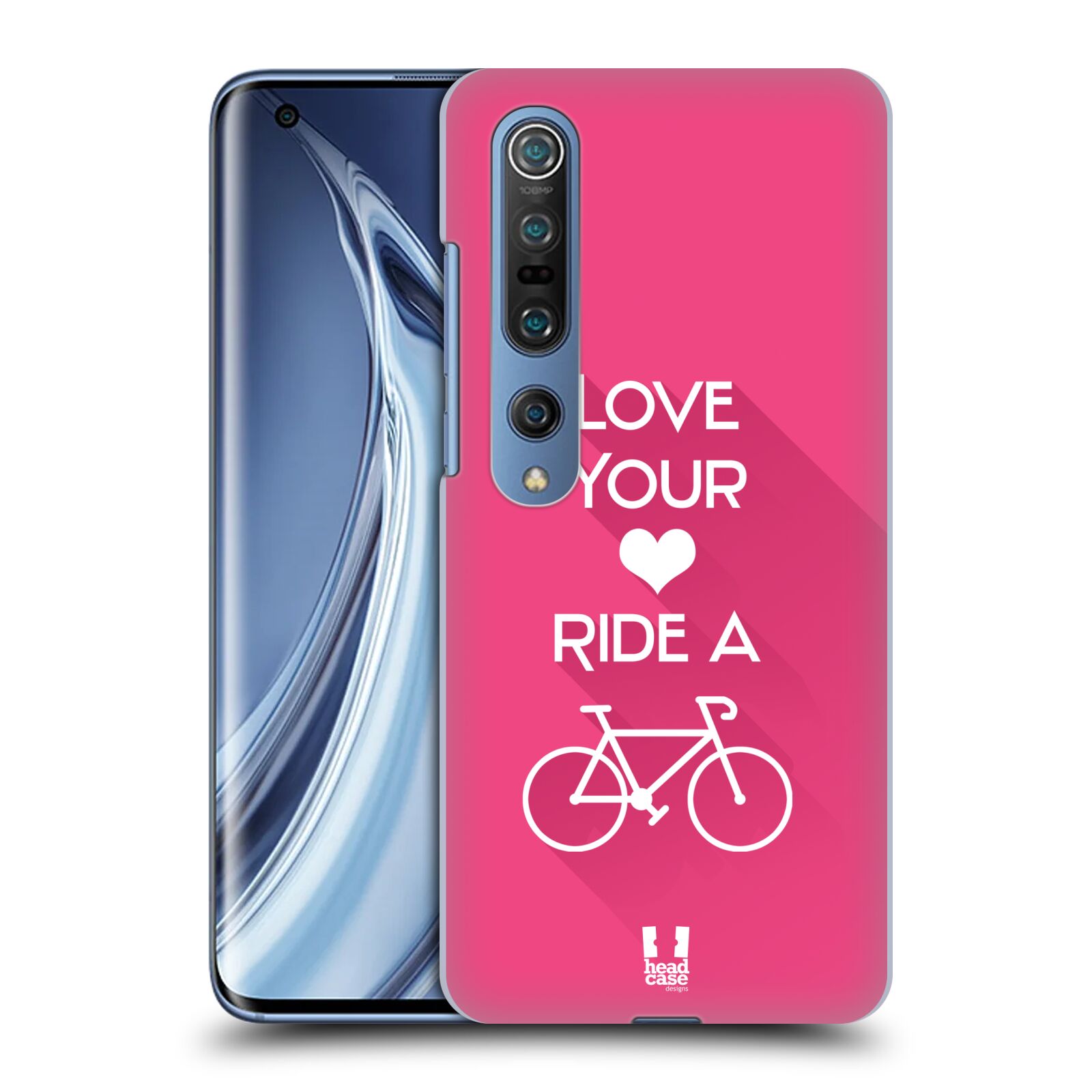 HEAD CASE plastový obal na mobil Xiaomi Mi 10 Cyklista růžové pozadí kolo sport
