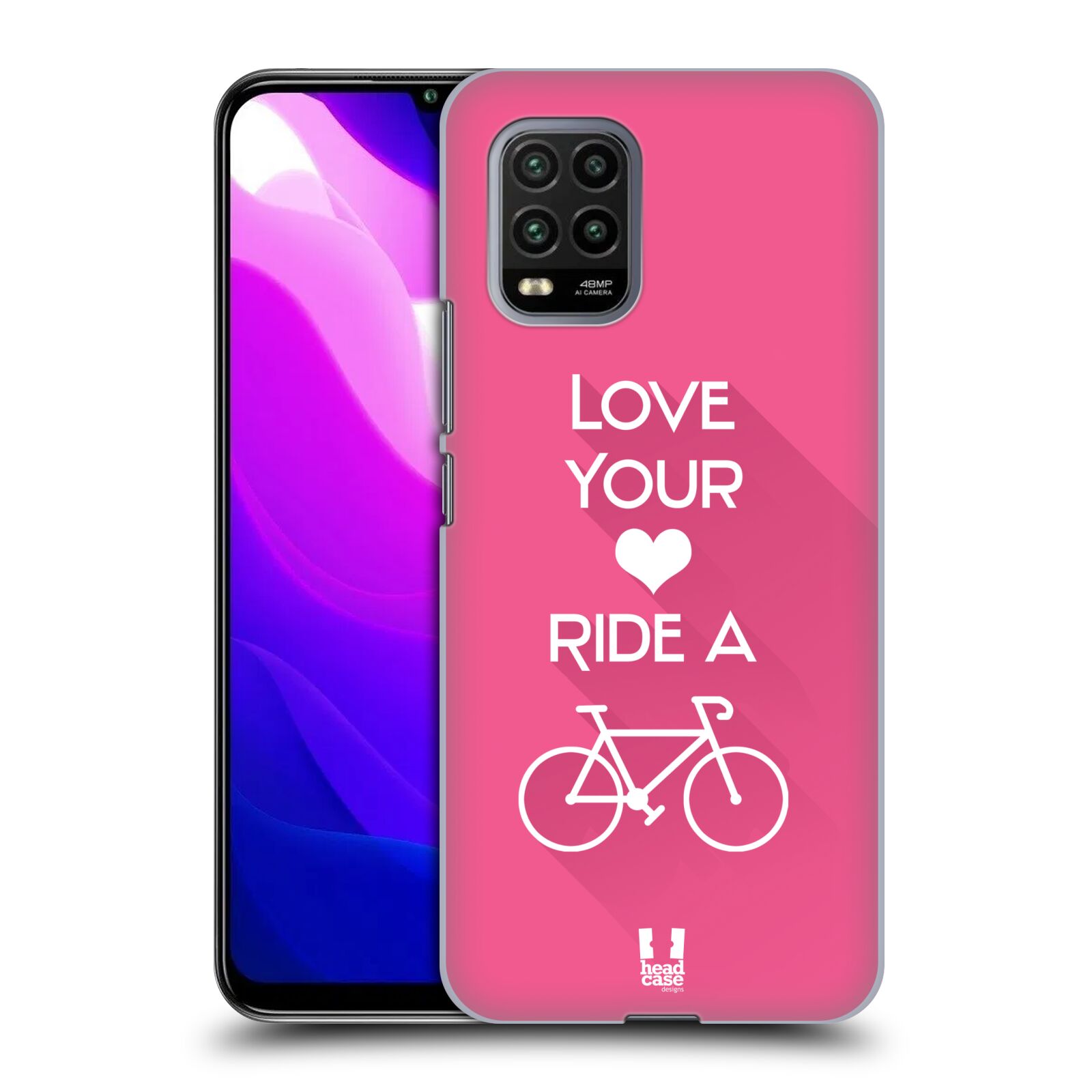 Zadní kryt, obal na mobil Xiaomi Mi 10 LITE Cyklista růžové pozadí kolo sport