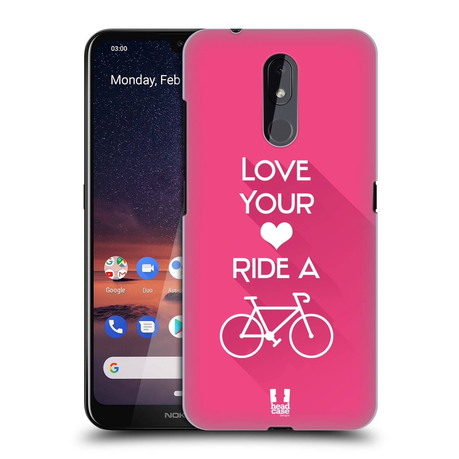 Pouzdro na mobil Nokia 3.2 - HEAD CASE - Cyklista růžové pozadí kolo sport