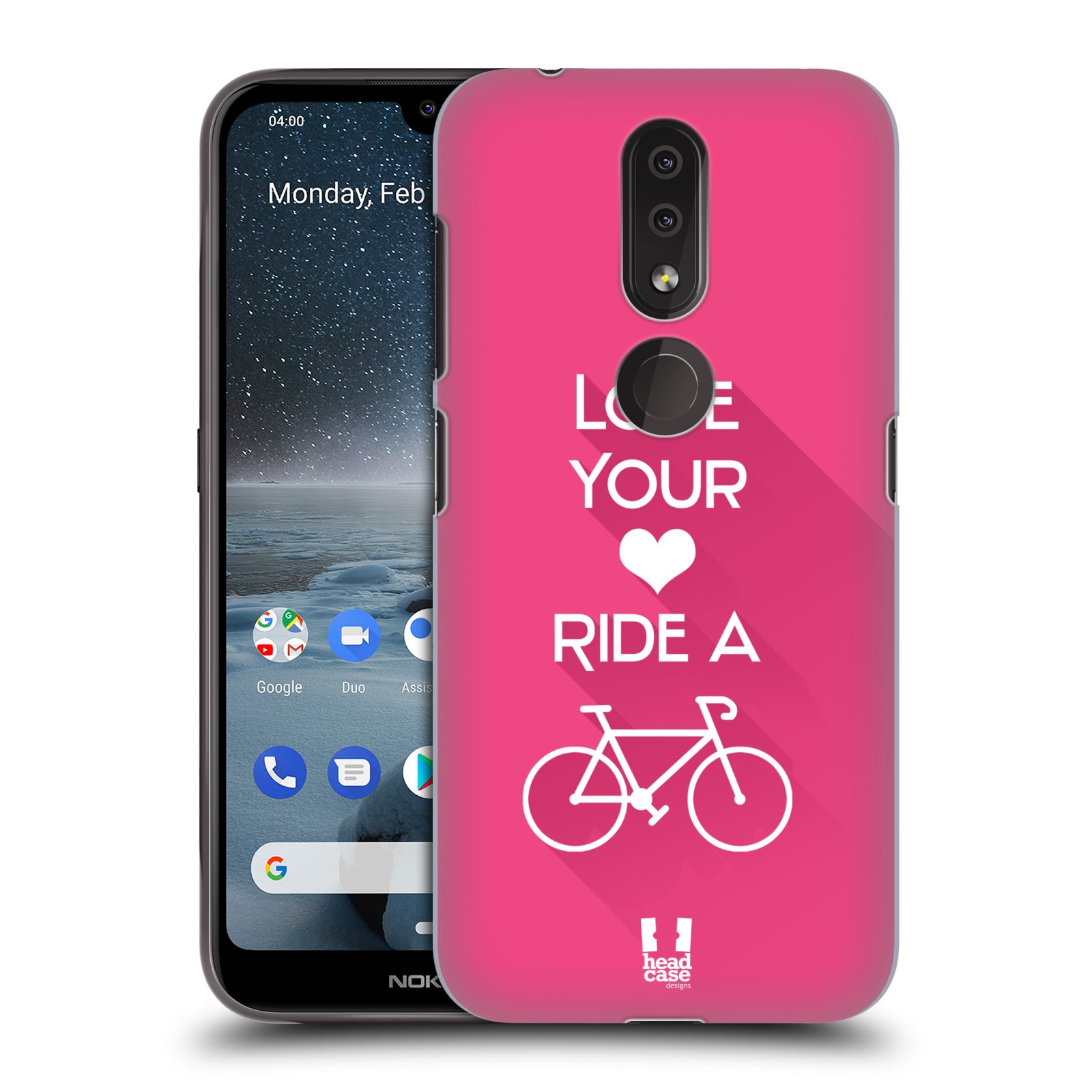 Pouzdro na mobil Nokia 4.2 - HEAD CASE - Cyklista růžové pozadí kolo sport