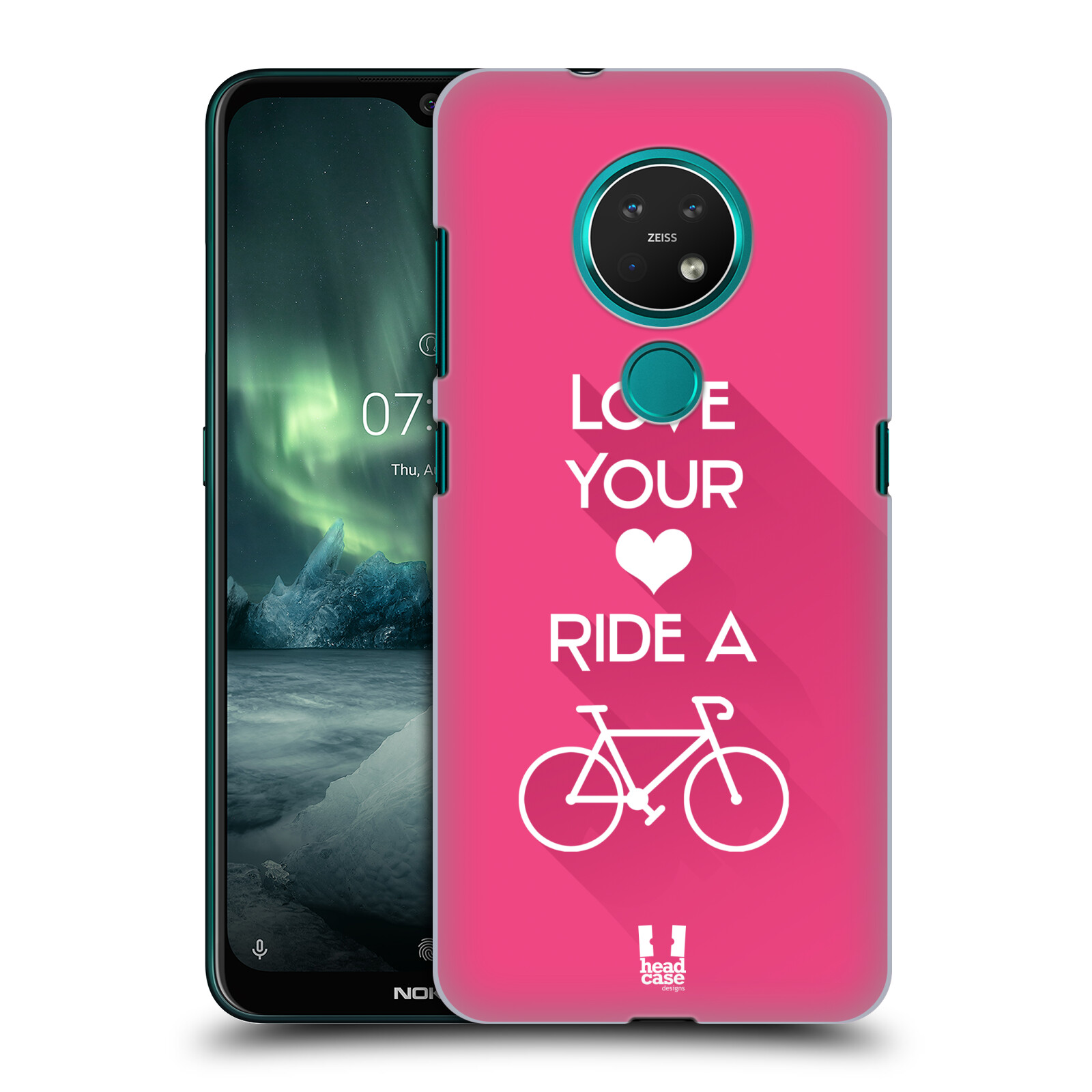 Pouzdro na mobil NOKIA 7.2 - HEAD CASE - Cyklista růžové pozadí kolo sport