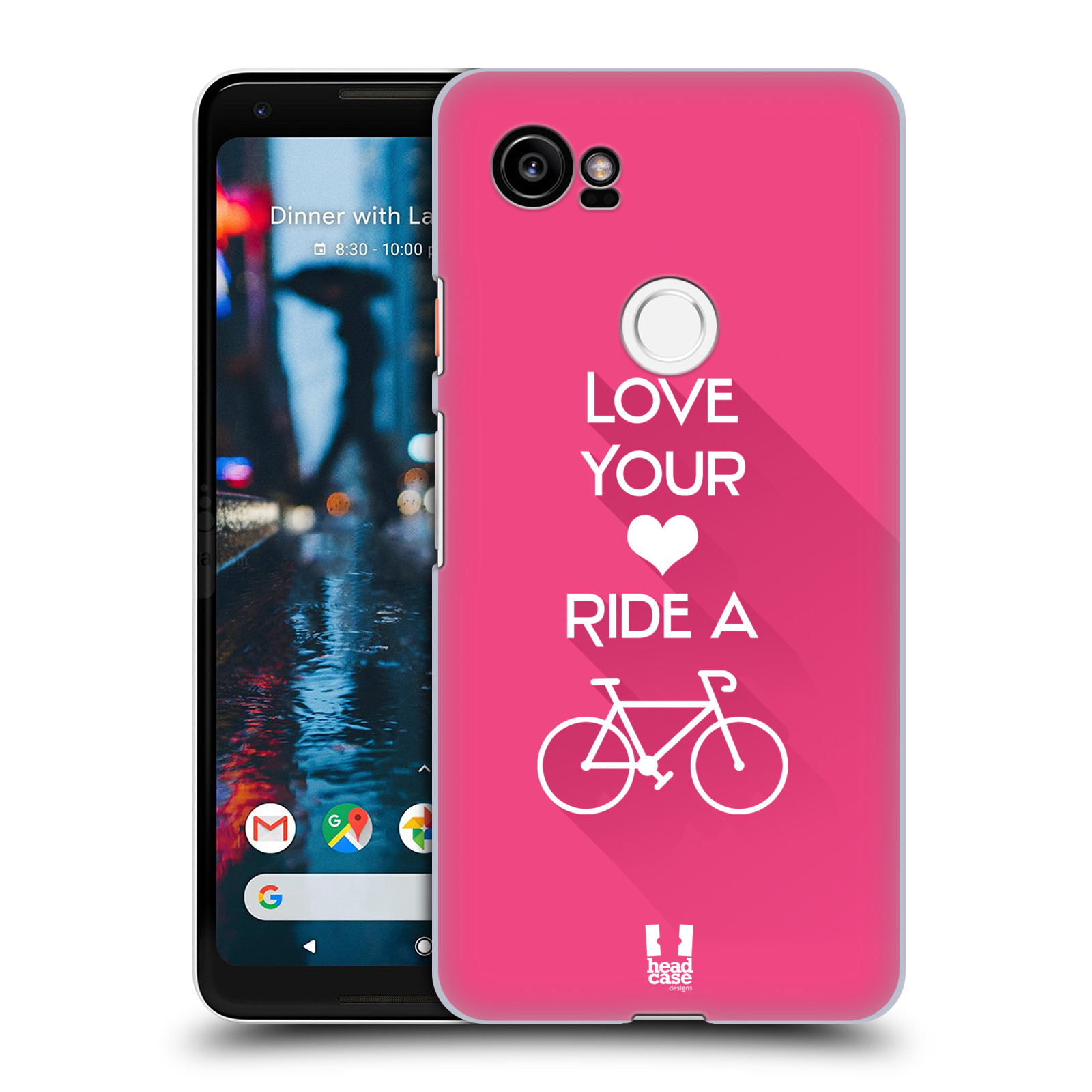 HEAD CASE plastový obal na mobil Google Pixel 2 XL Cyklista růžové pozadí kolo sport