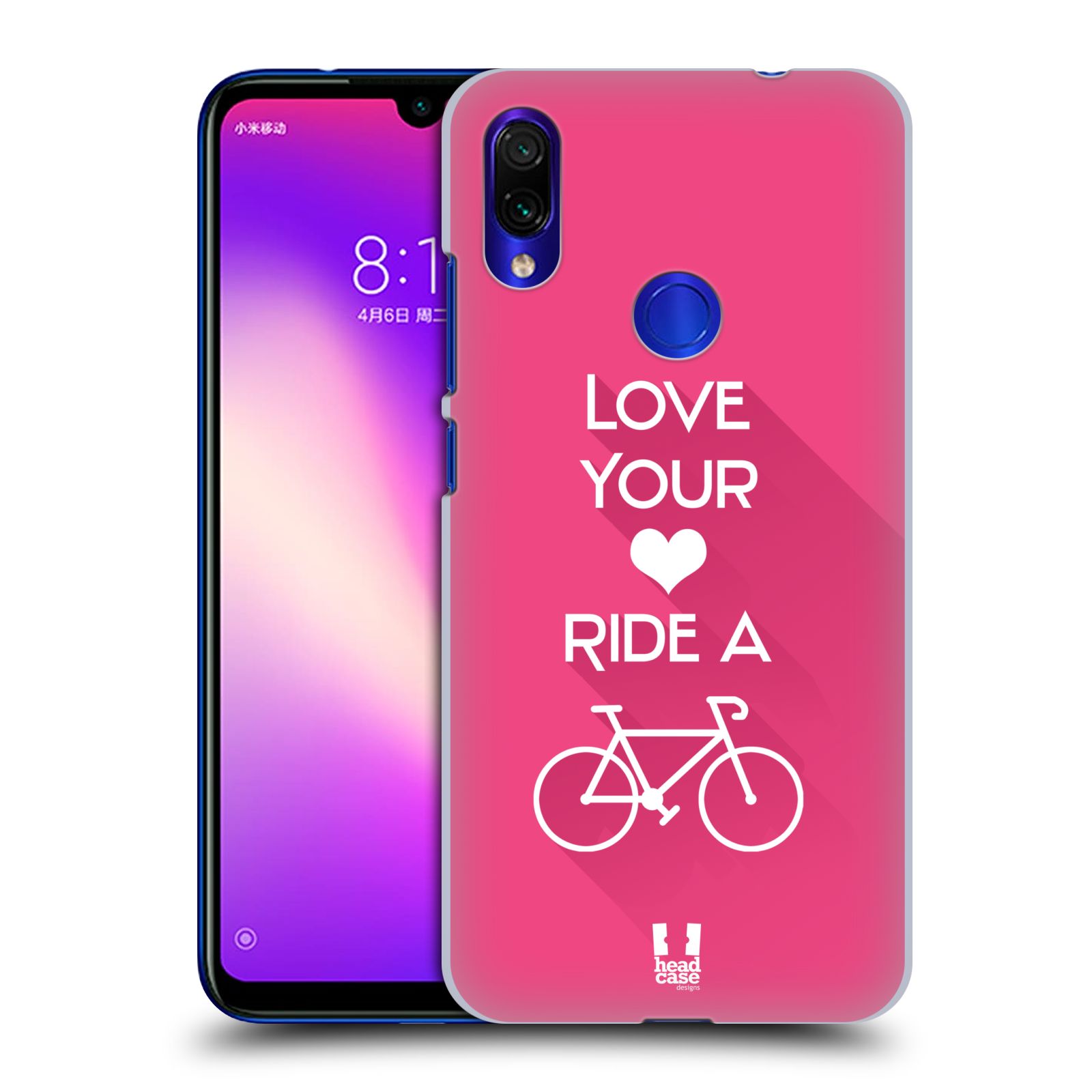 Pouzdro na mobil Xiaomi Redmi Note 7 - Head Case - Cyklista růžové pozadí kolo sport