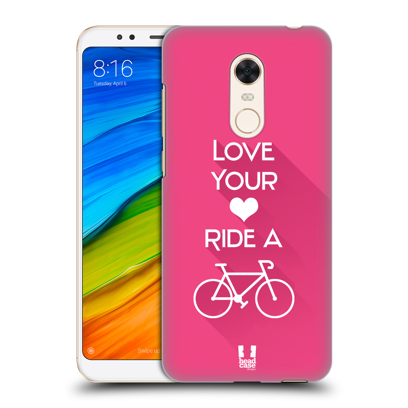 HEAD CASE plastový obal na mobil Xiaomi Redmi 5 PLUS Cyklista růžové pozadí kolo sport