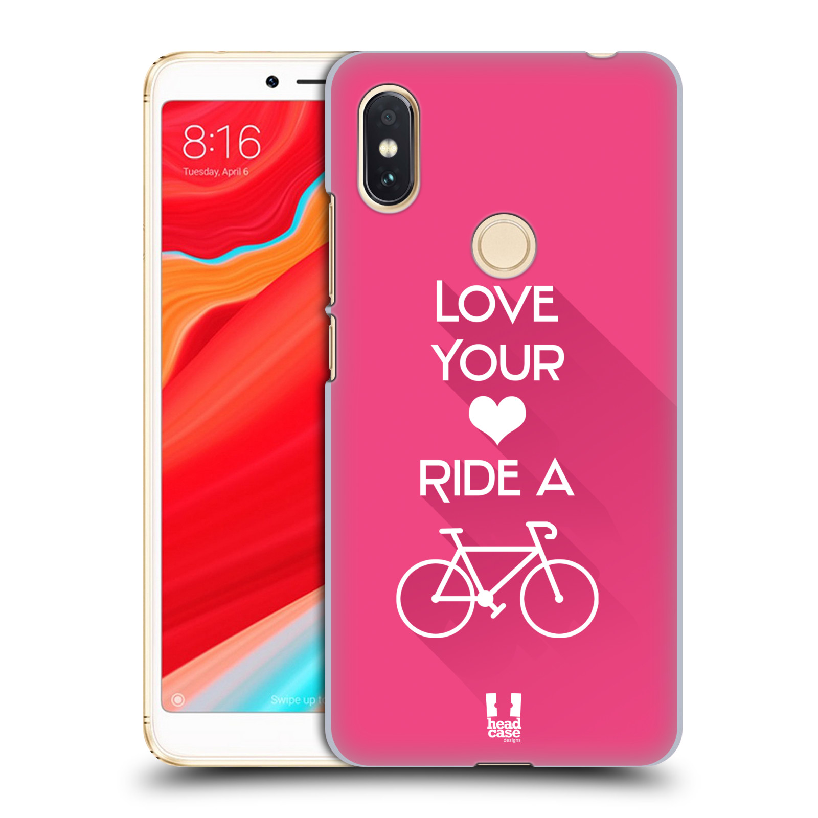 HEAD CASE plastový obal na mobil Xiaomi Redmi S2 Cyklista růžové pozadí kolo sport