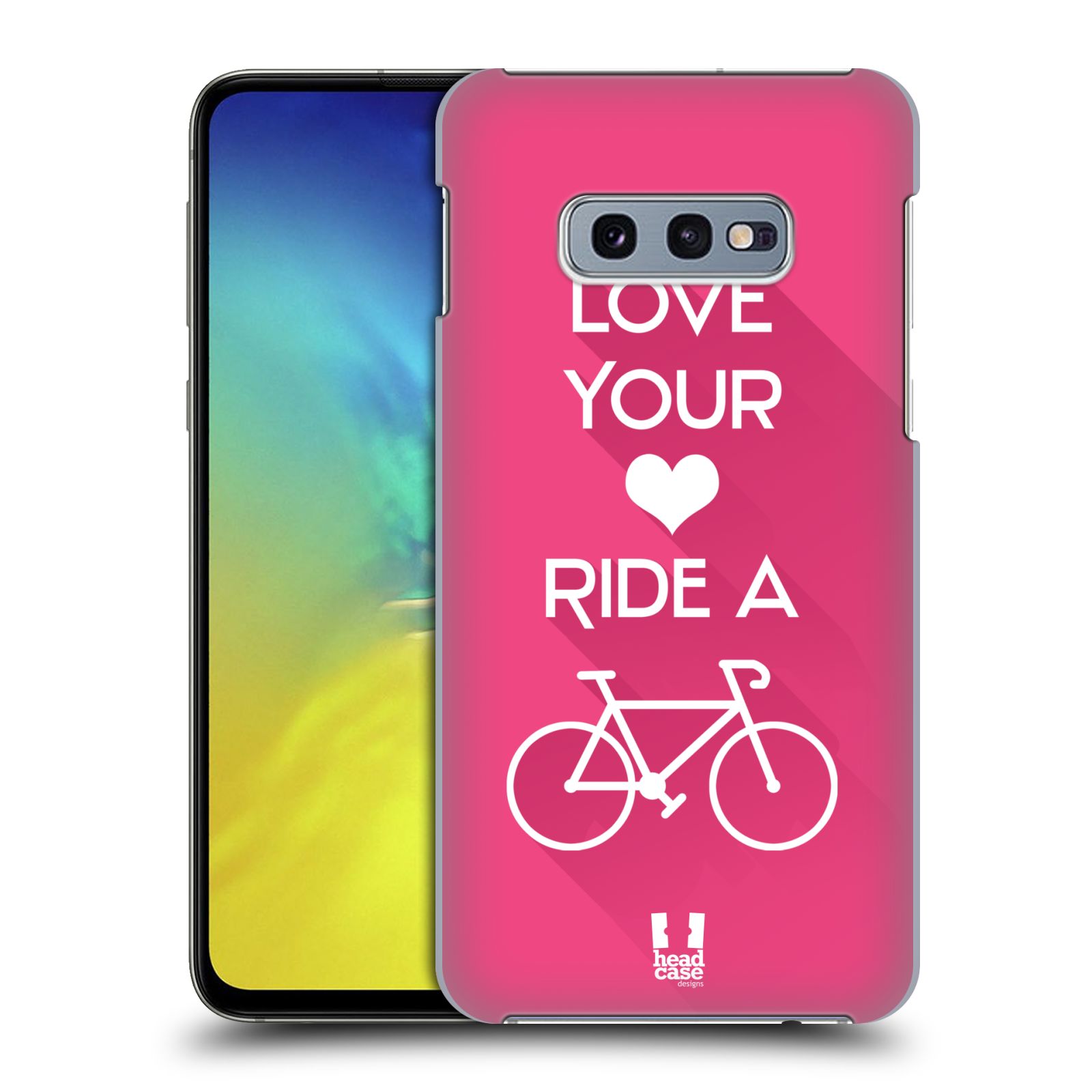 Pouzdro na mobil Samsung Galaxy S10e - HEAD CASE - Cyklista růžové pozadí kolo sport