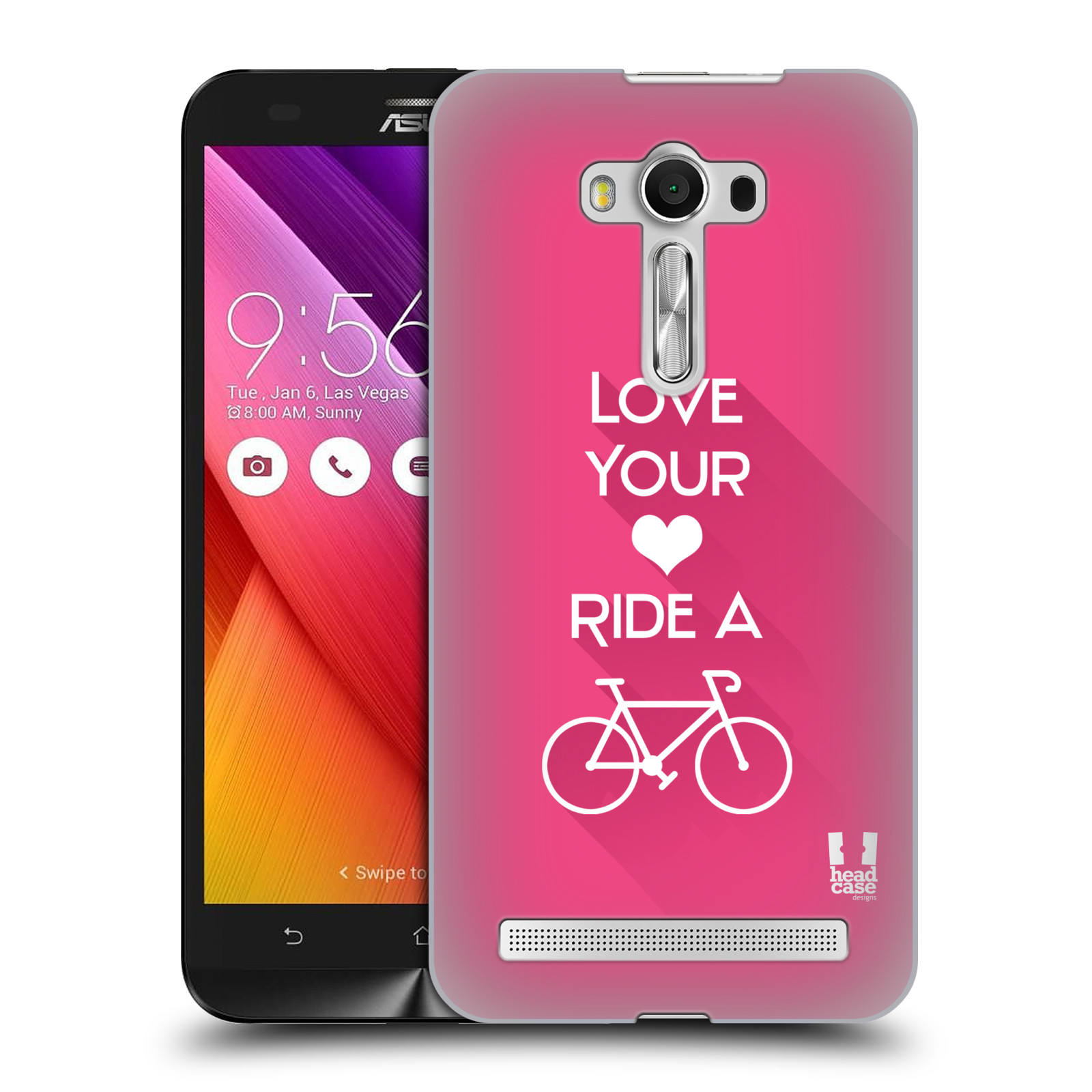 HEAD CASE plastový obal na mobil Asus Zenfone 2 LASER (5,5 displej ZE550KL) Cyklista růžové pozadí kolo sport