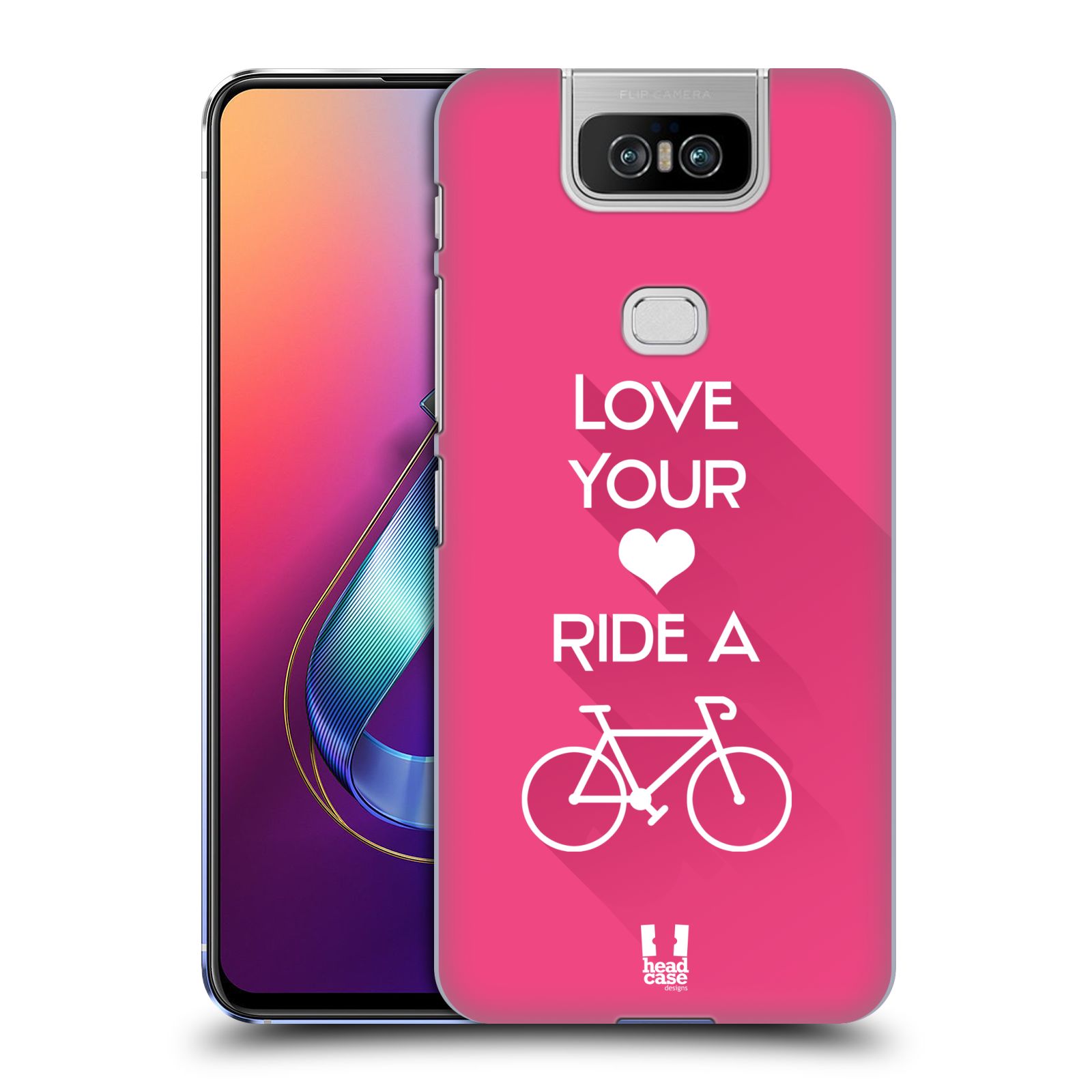 Pouzdro na mobil Asus Zenfone 6 ZS630KL - HEAD CASE - Cyklista růžové pozadí kolo sport