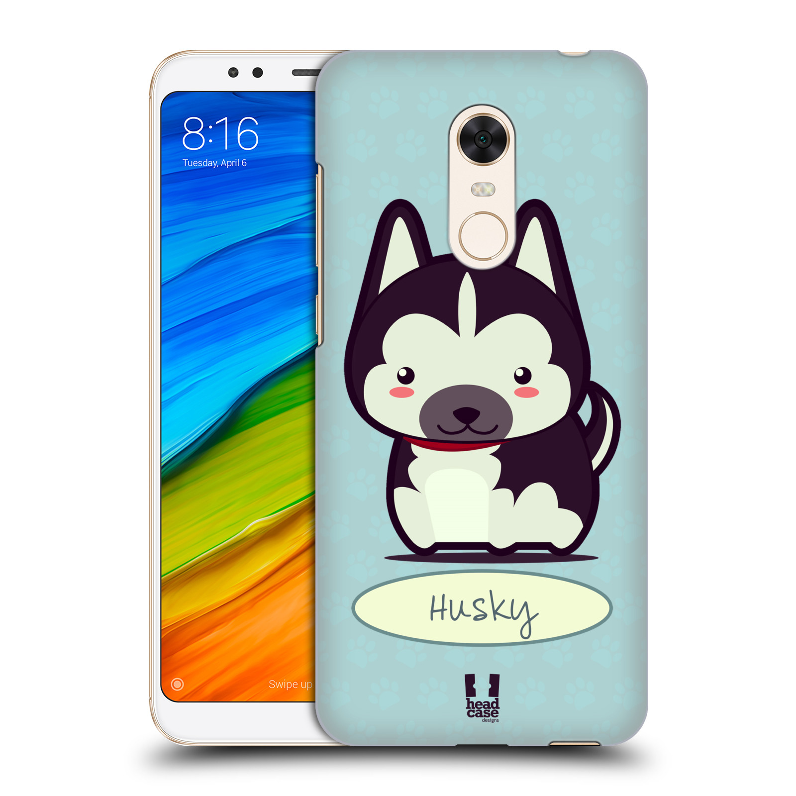 HEAD CASE plastový obal na mobil Xiaomi Redmi 5 PLUS vzor Malá kreslená štěňátka HUSKY modrá barva
