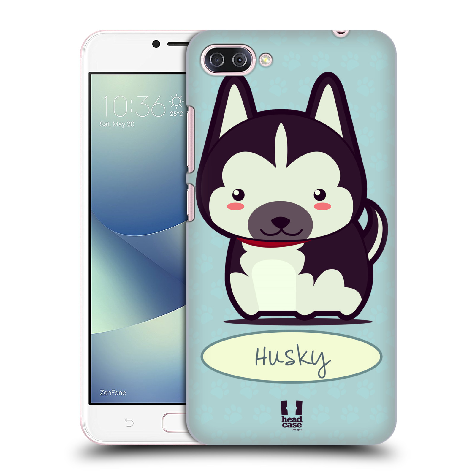 HEAD CASE plastový obal na mobil Asus Zenfone 4 MAX ZC554KL vzor Malá kreslená štěňátka HUSKY modrá barva