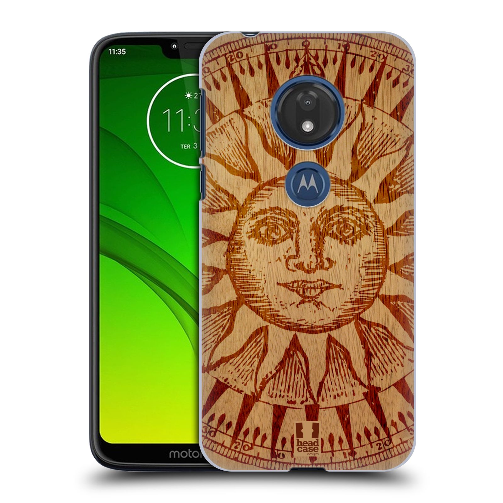 Pouzdro na mobil Motorola Moto G7 Play vzor Dřevěné umění SLUNCE