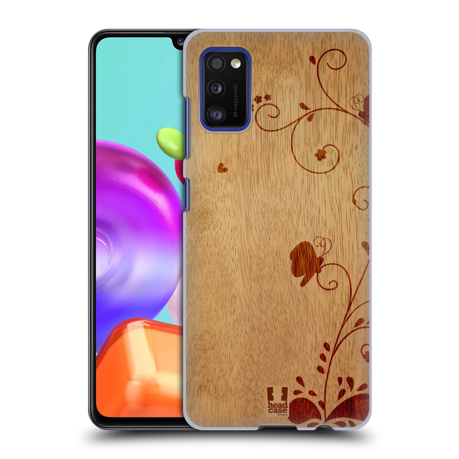 Zadní kryt na mobil Samsung Galaxy A41 vzor Dřevěné umění KVĚTINA