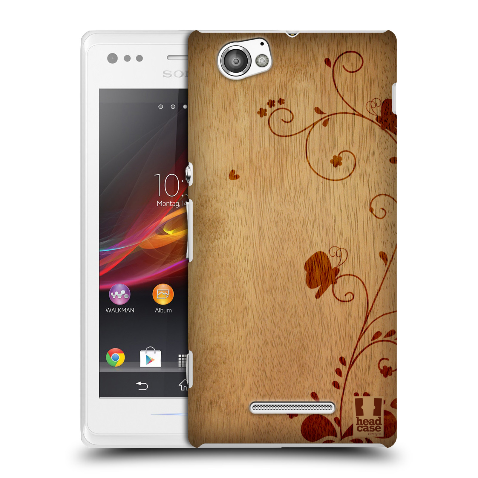 HEAD CASE plastový obal na mobil Sony Xperia M vzor Dřevěné umění KVĚTINA