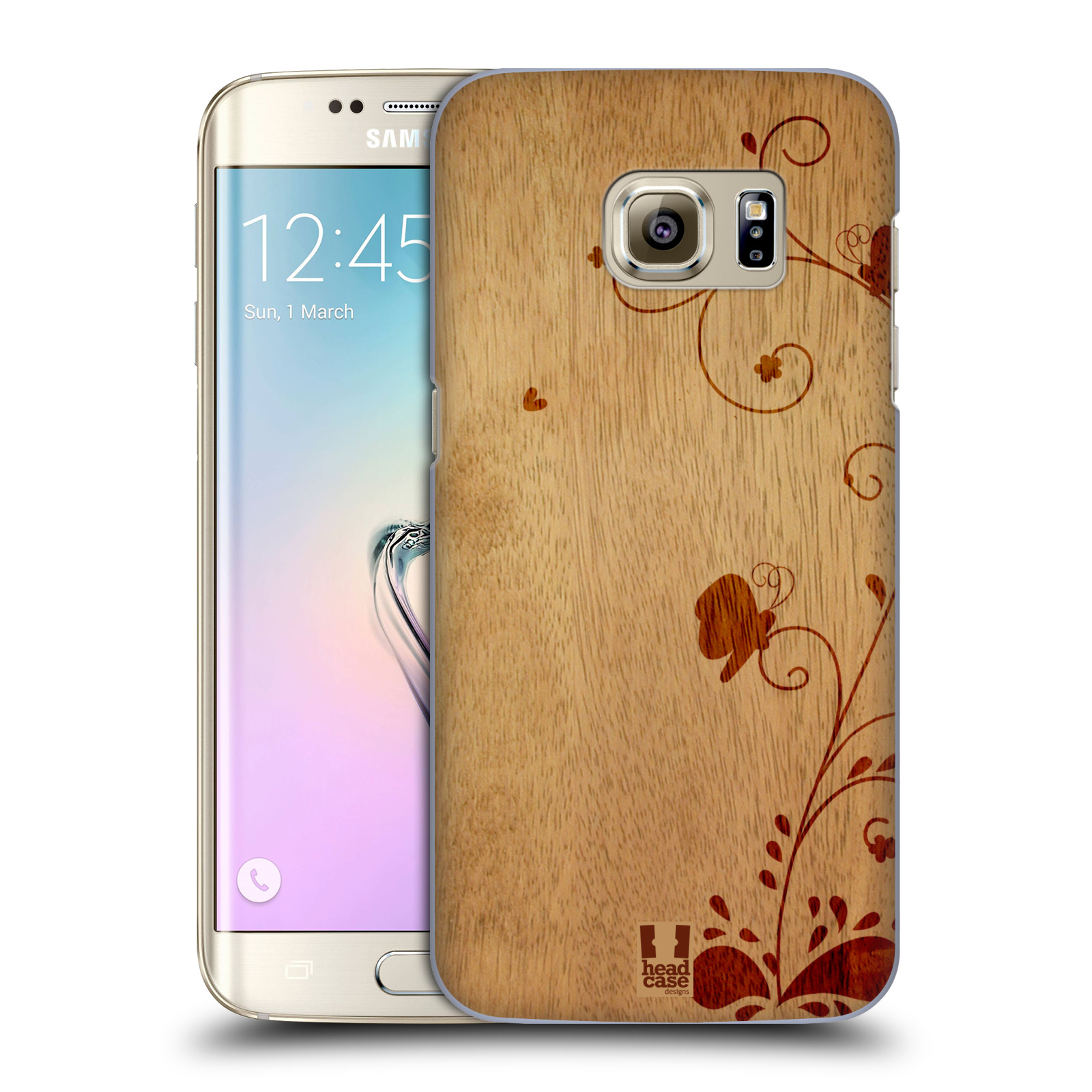 HEAD CASE plastový obal na mobil SAMSUNG GALAXY S7 EDGE vzor Dřevěné umění KVĚTINA