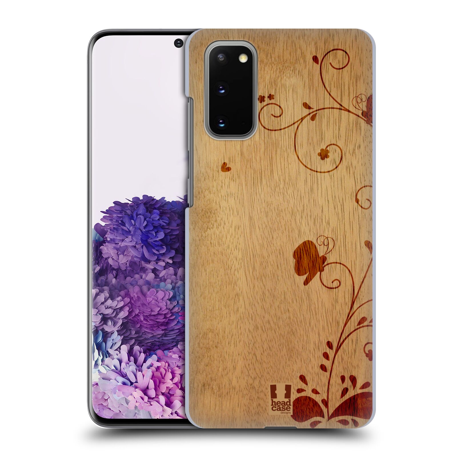 Pouzdro na mobil Samsung Galaxy S20 - HEAD CASE - vzor Dřevěné umění KVĚTINA