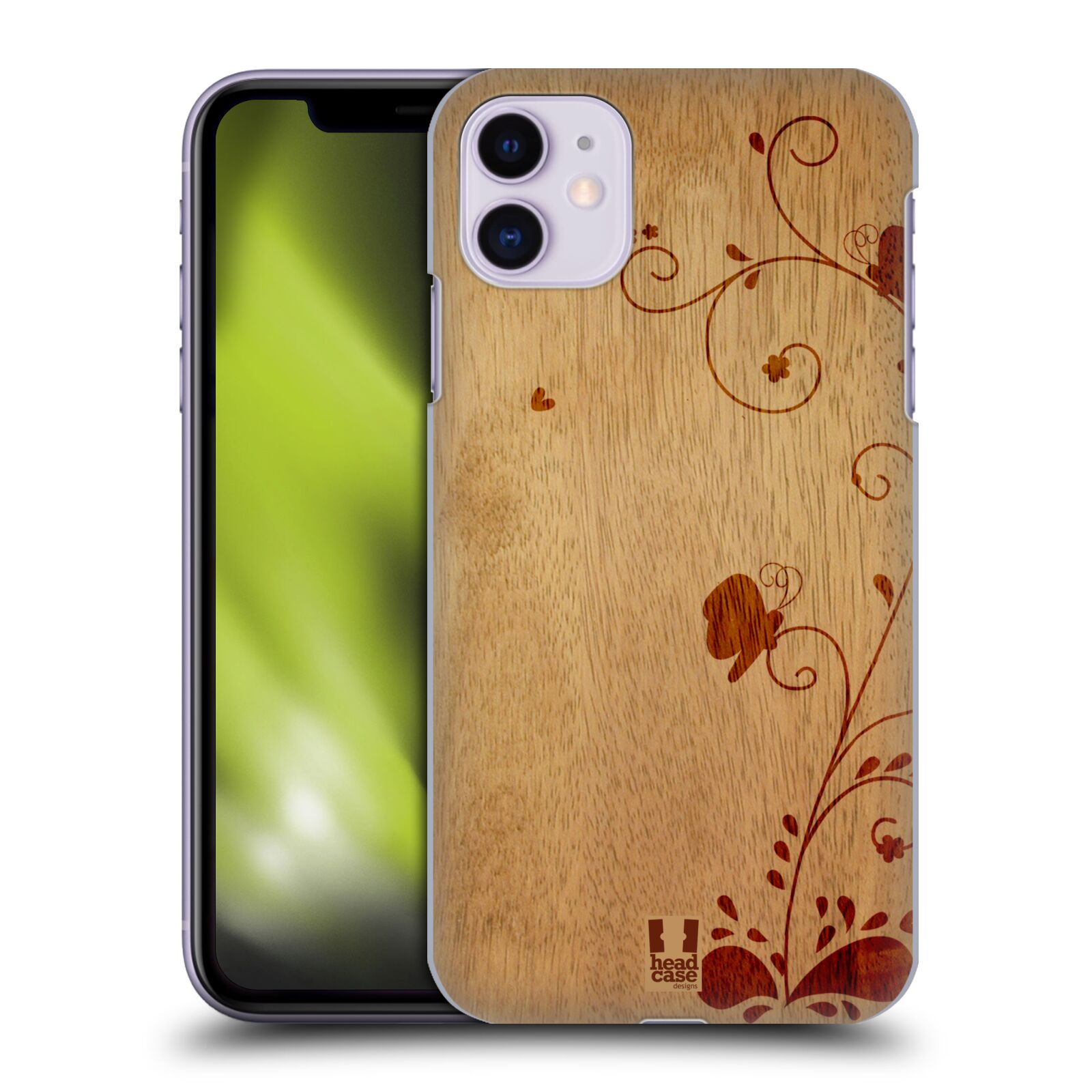 Pouzdro na mobil Apple Iphone 11 - HEAD CASE - vzor Dřevěné umění KVĚTINA