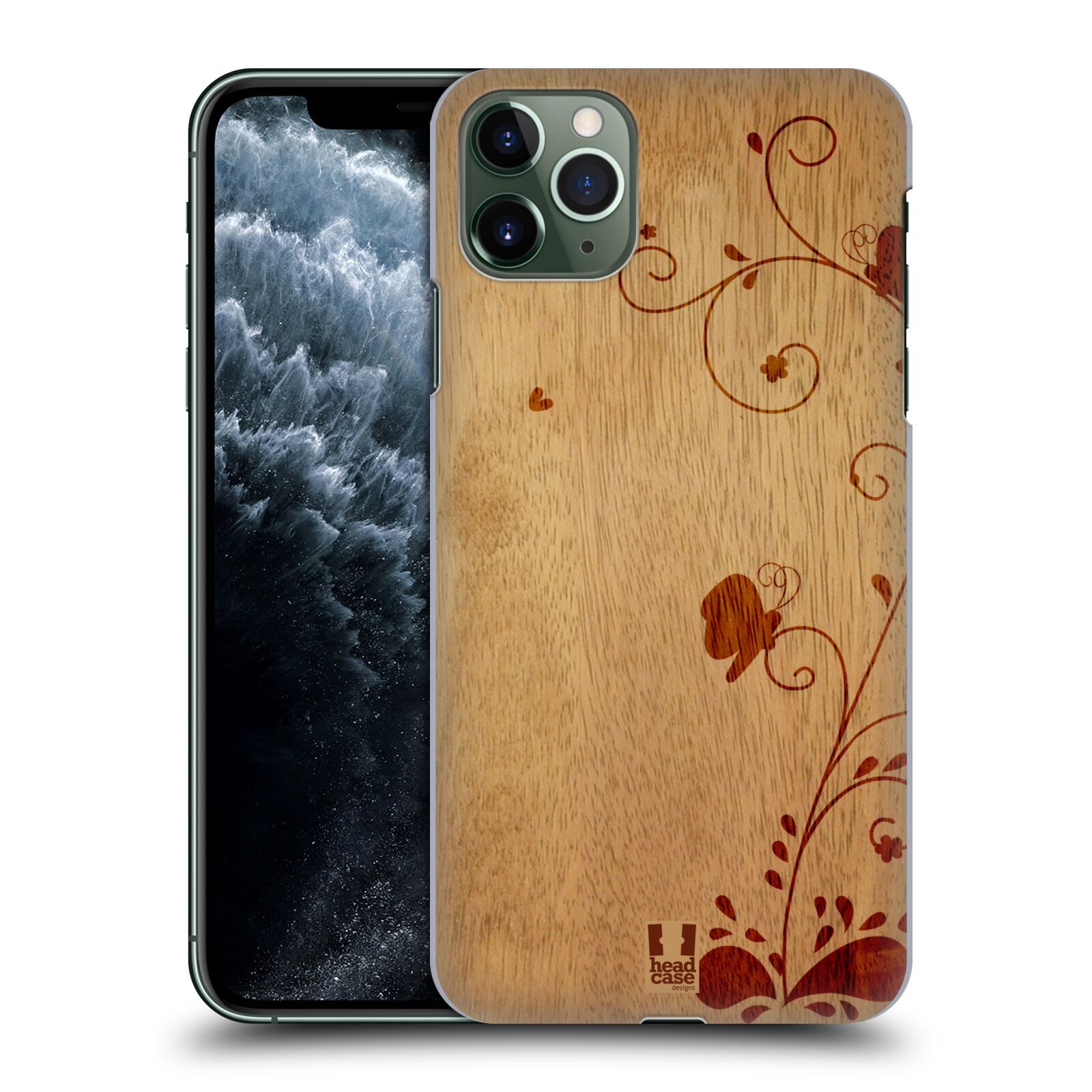 Pouzdro na mobil Apple Iphone 11 PRO MAX - HEAD CASE - vzor Dřevěné umění KVĚTINA