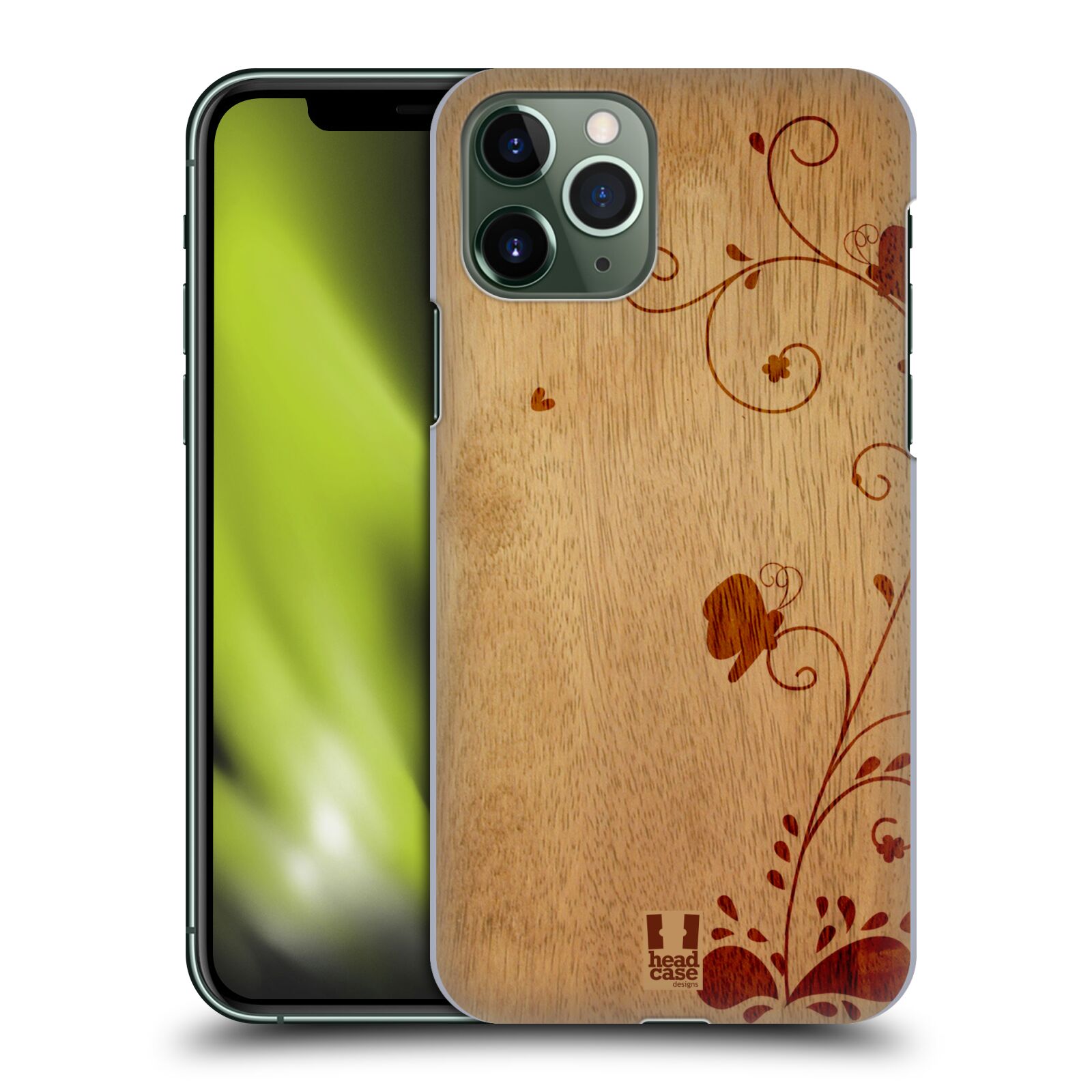 Pouzdro na mobil Apple Iphone 11 PRO - HEAD CASE - vzor Dřevěné umění KVĚTINA