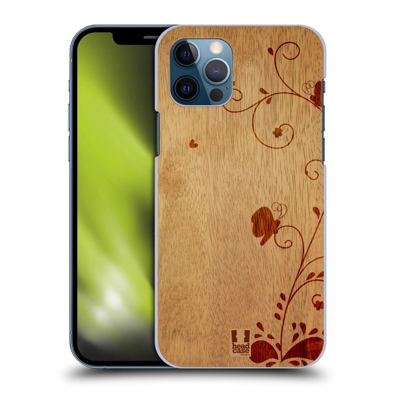 HEAD CASE plastový obal na mobil Apple Iphone 12 / Iphone 12 PRO vzor Dřevěné umění KVĚTINA