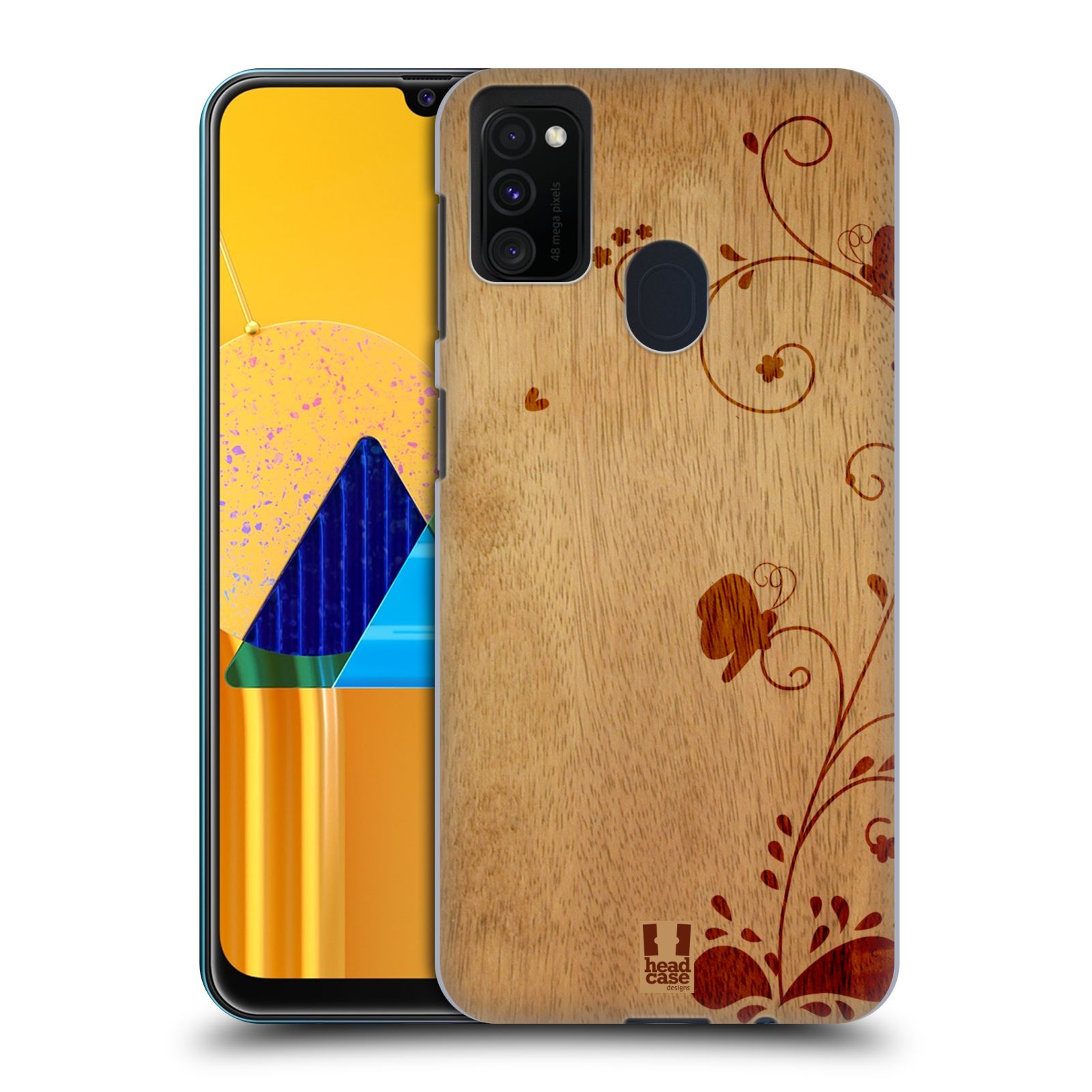 Zadní kryt na mobil Samsung Galaxy M21 vzor Dřevěné umění KVĚTINA