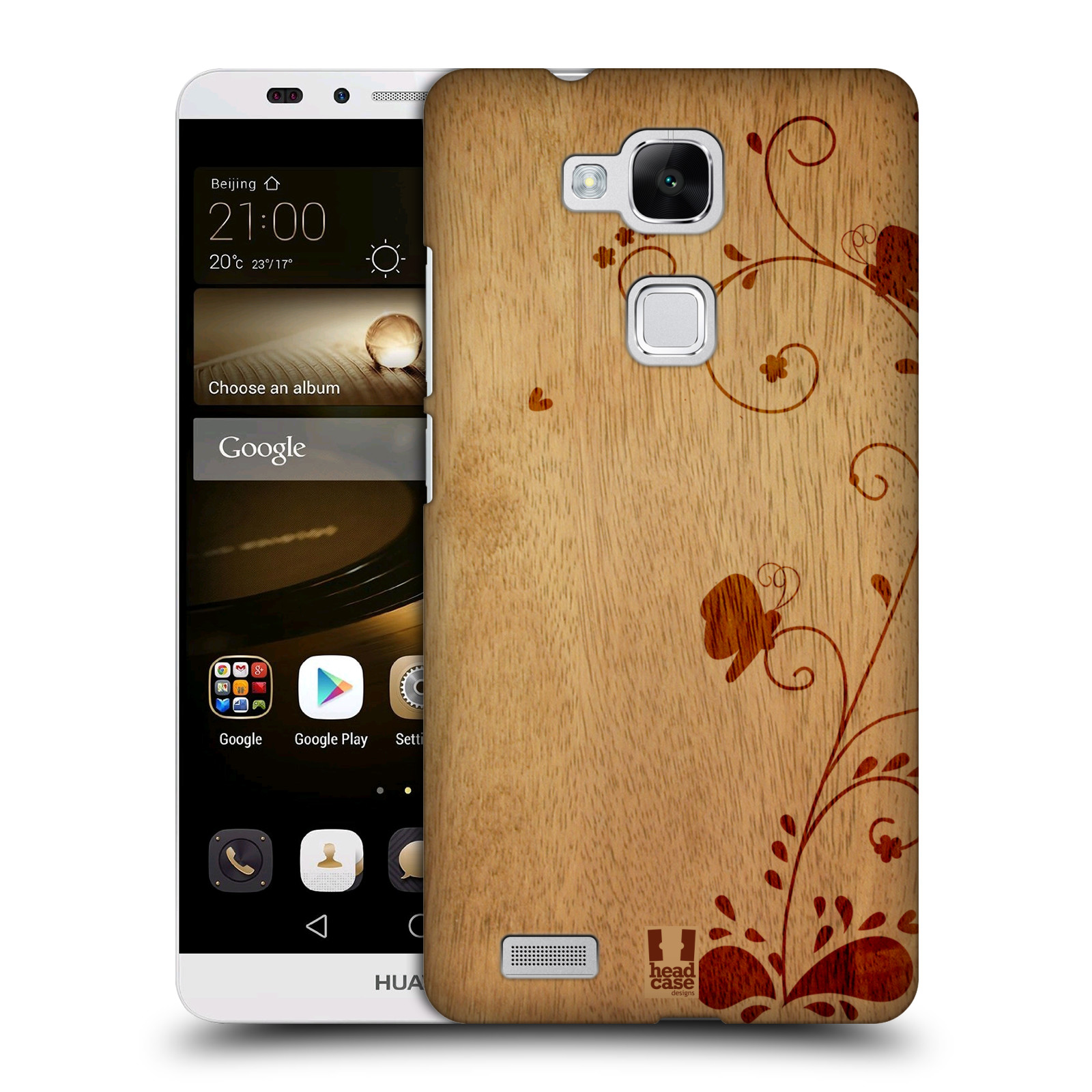 HEAD CASE plastový obal na mobil Huawei Mate 7 vzor Dřevěné umění KVĚTINA