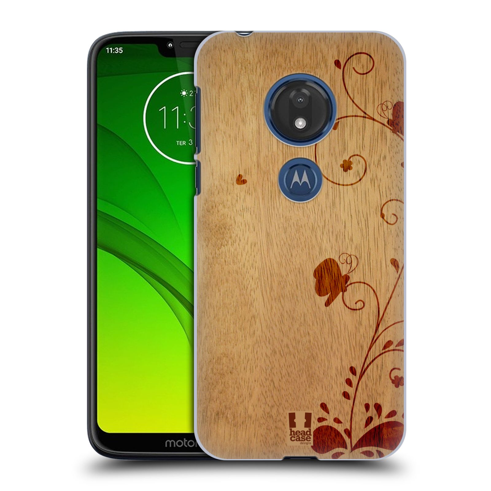 Pouzdro na mobil Motorola Moto G7 Play vzor Dřevěné umění KVĚTINA