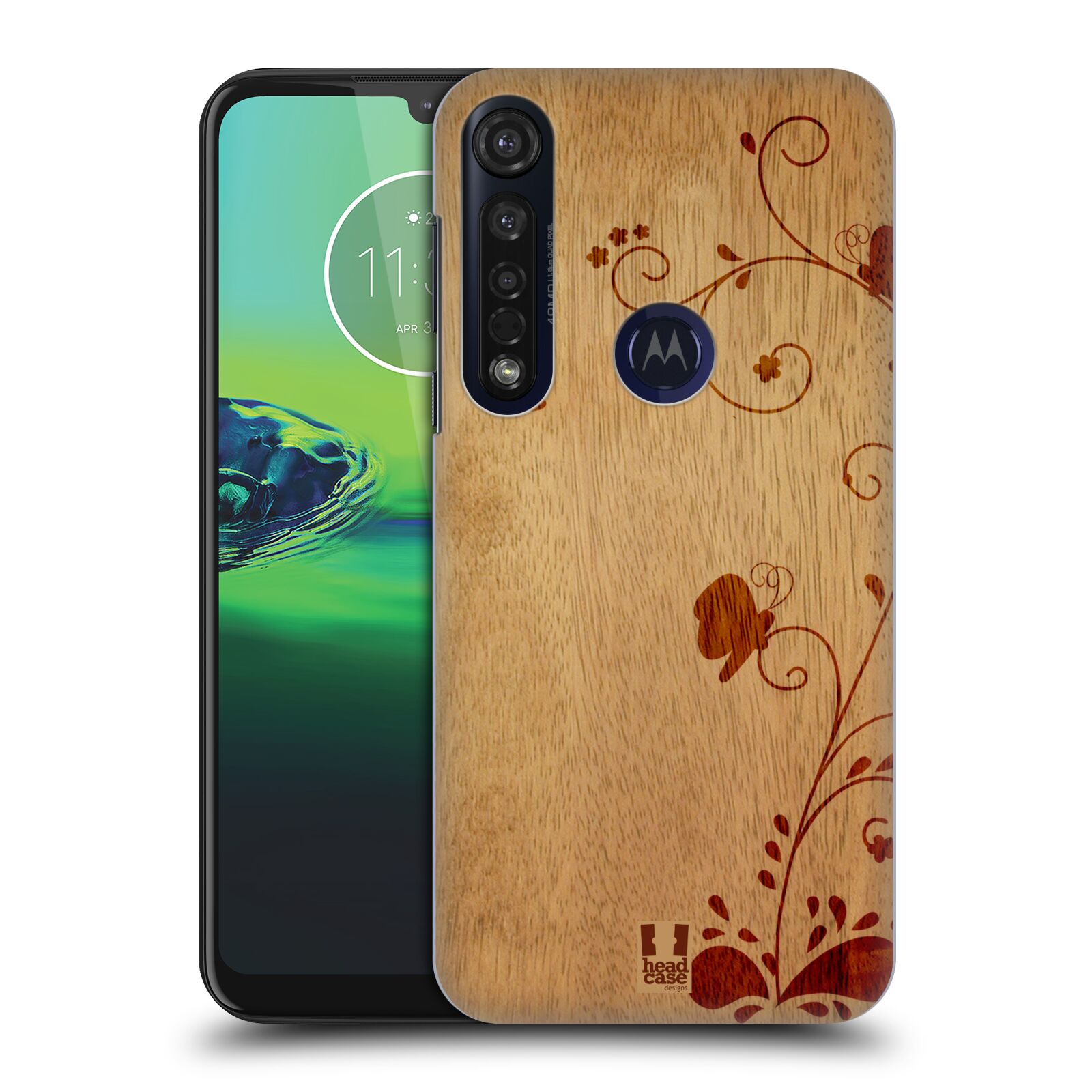 Pouzdro na mobil Motorola Moto G8 PLUS - HEAD CASE - vzor Dřevěné umění KVĚTINA