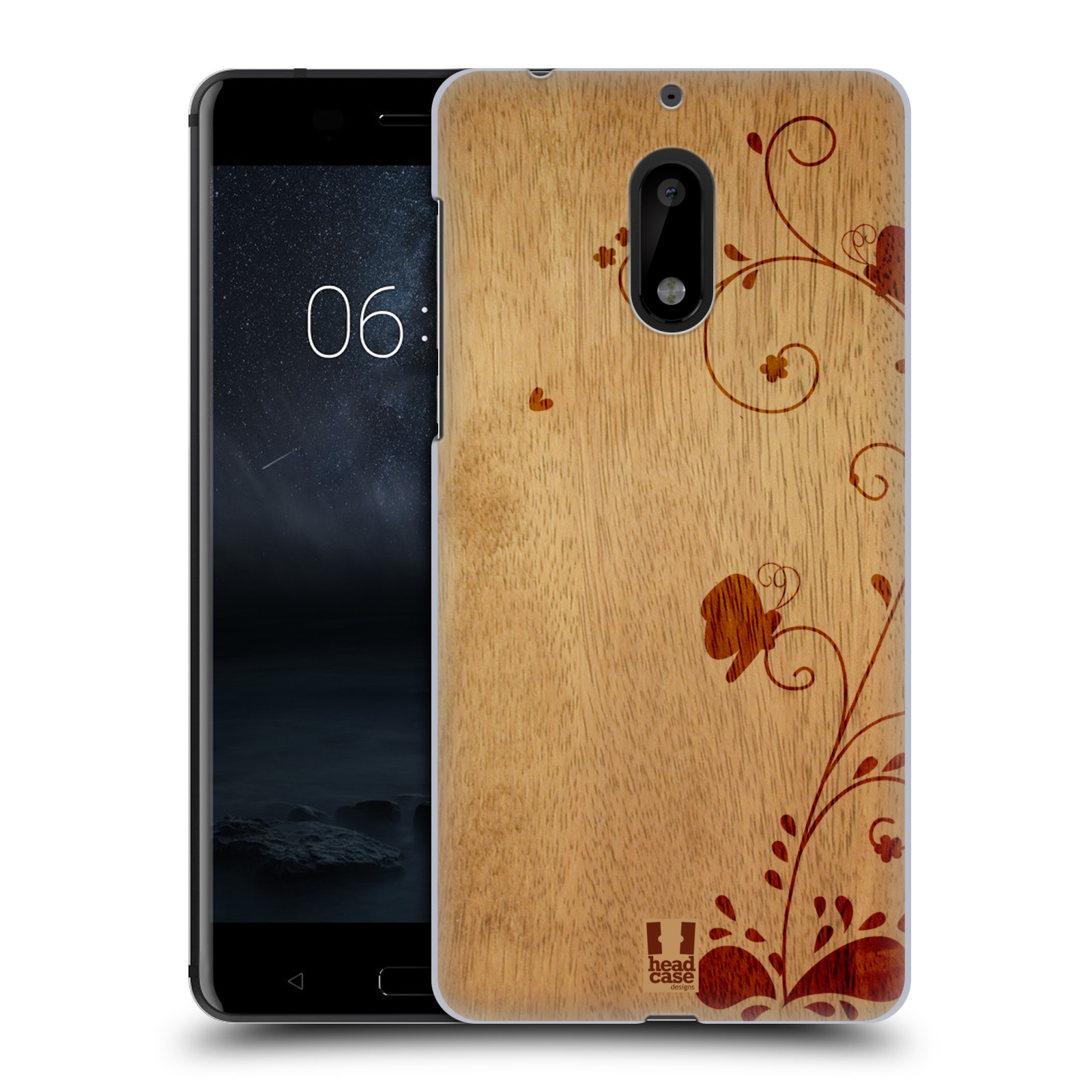 HEAD CASE plastový obal na mobil Nokia 6 vzor Dřevěné umění KVĚTINA