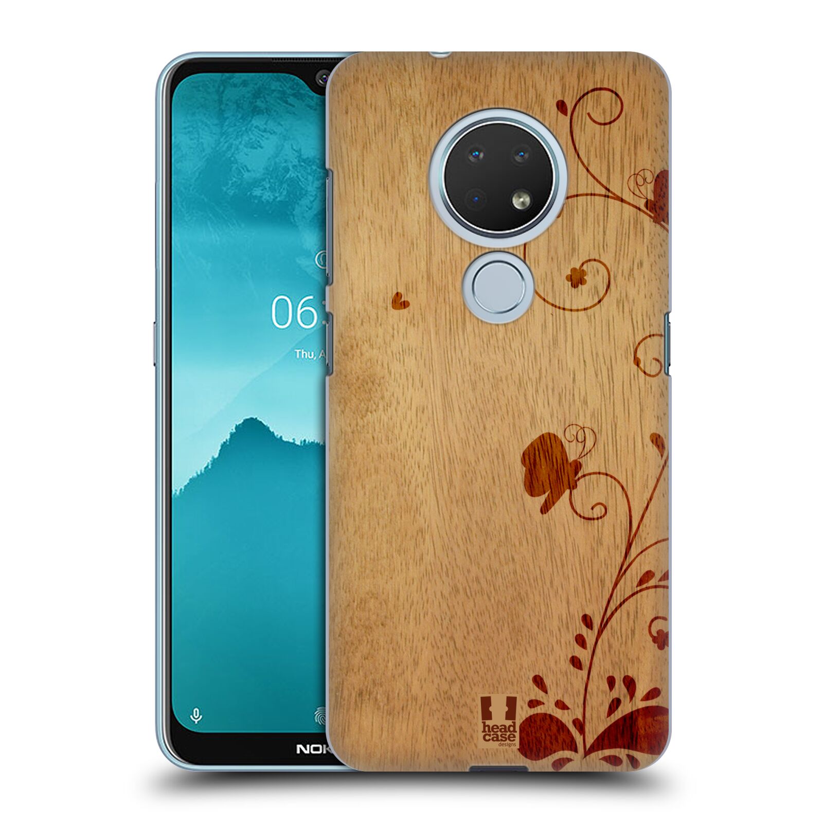 Pouzdro na mobil Nokia 6.2 - HEAD CASE - vzor Dřevěné umění KVĚTINA