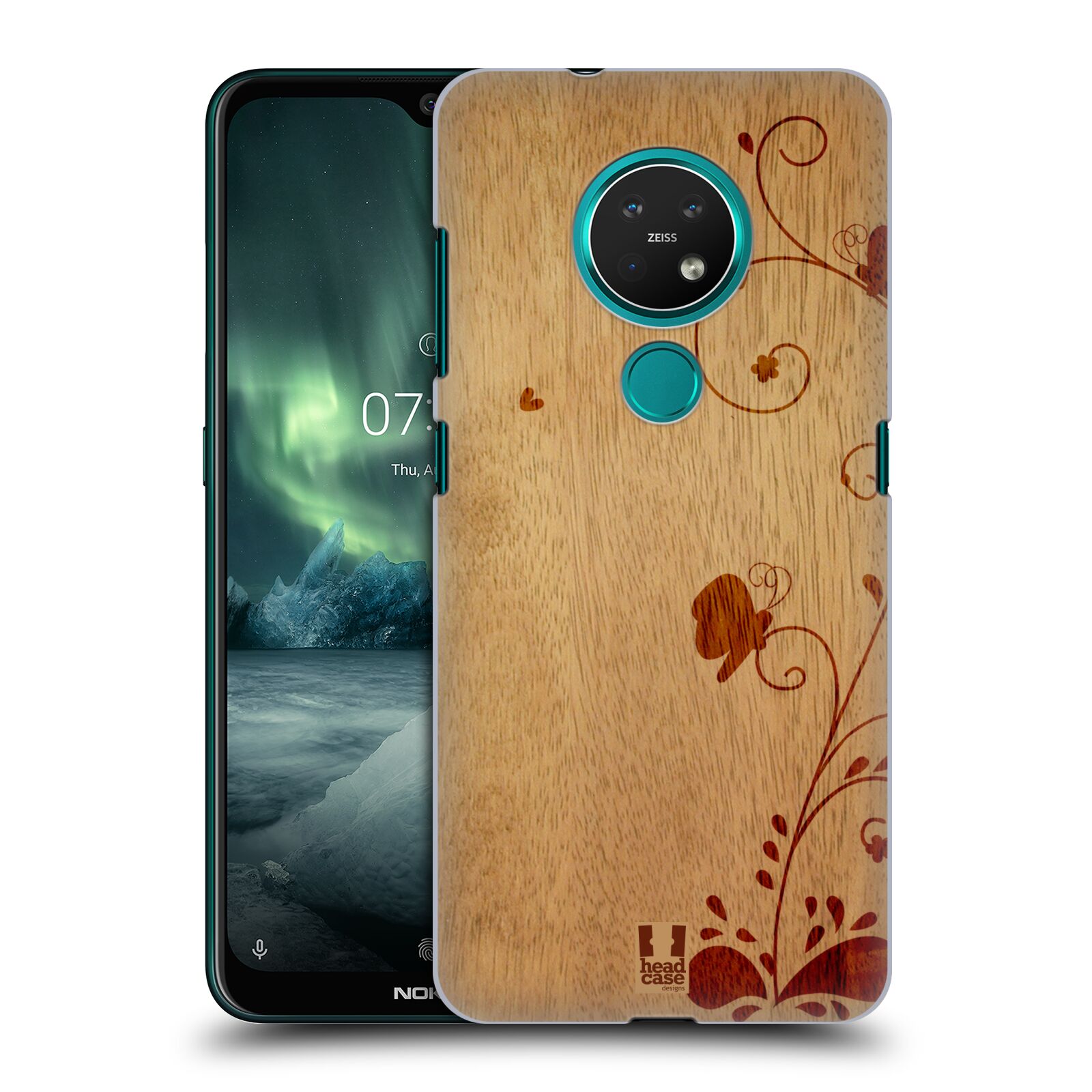 Pouzdro na mobil NOKIA 7.2 - HEAD CASE - vzor Dřevěné umění KVĚTINA